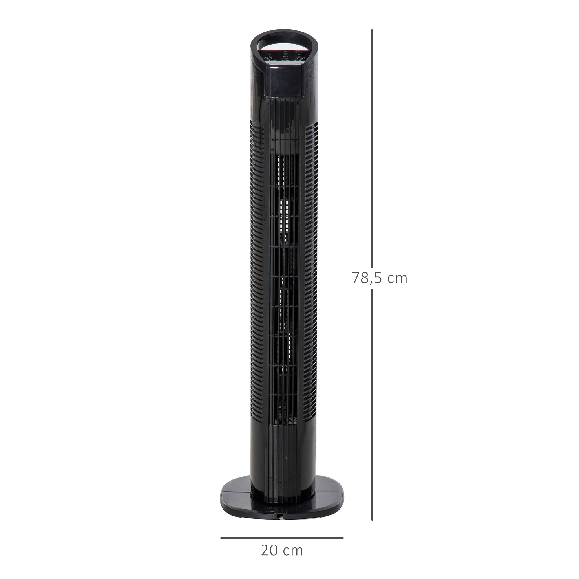 Tower Fan Vertical Fan 50W with Remote Control 3 Speeds LED Display Timer 7.5h and 70° Oscillation Ø20x78.5 cm Black