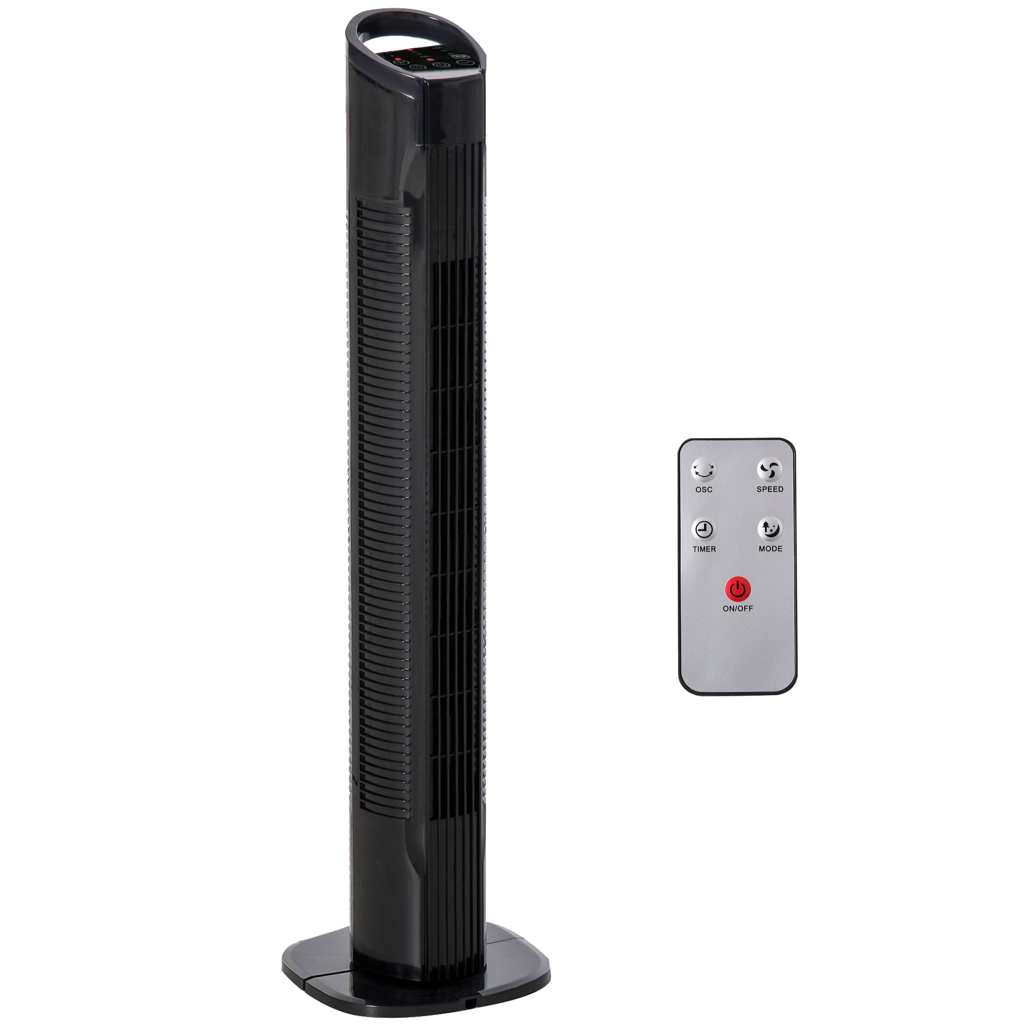Tower Fan Vertical Fan 50W with Remote Control 3 Speeds LED Display Timer 7.5h and 70° Oscillation Ø20x78.5 cm Black
