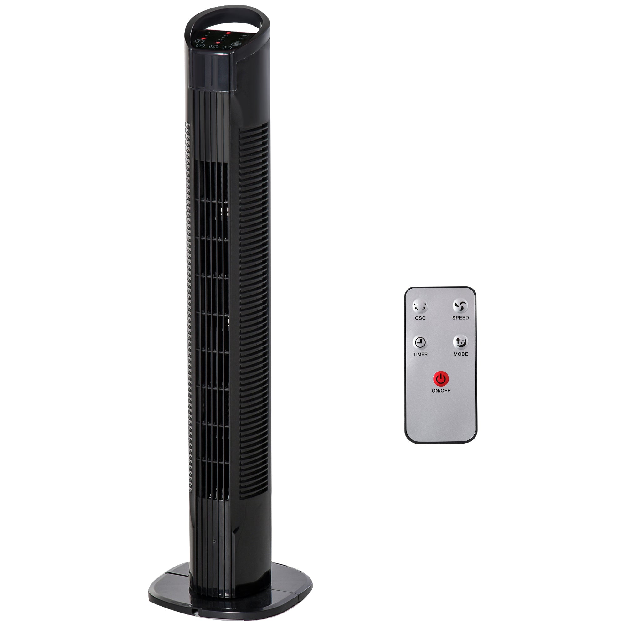 Tower Fan Vertical Fan 50W with Remote Control 3 Speeds LED Display Timer 7.5h and 70° Oscillation Ø20x78.5 cm Black