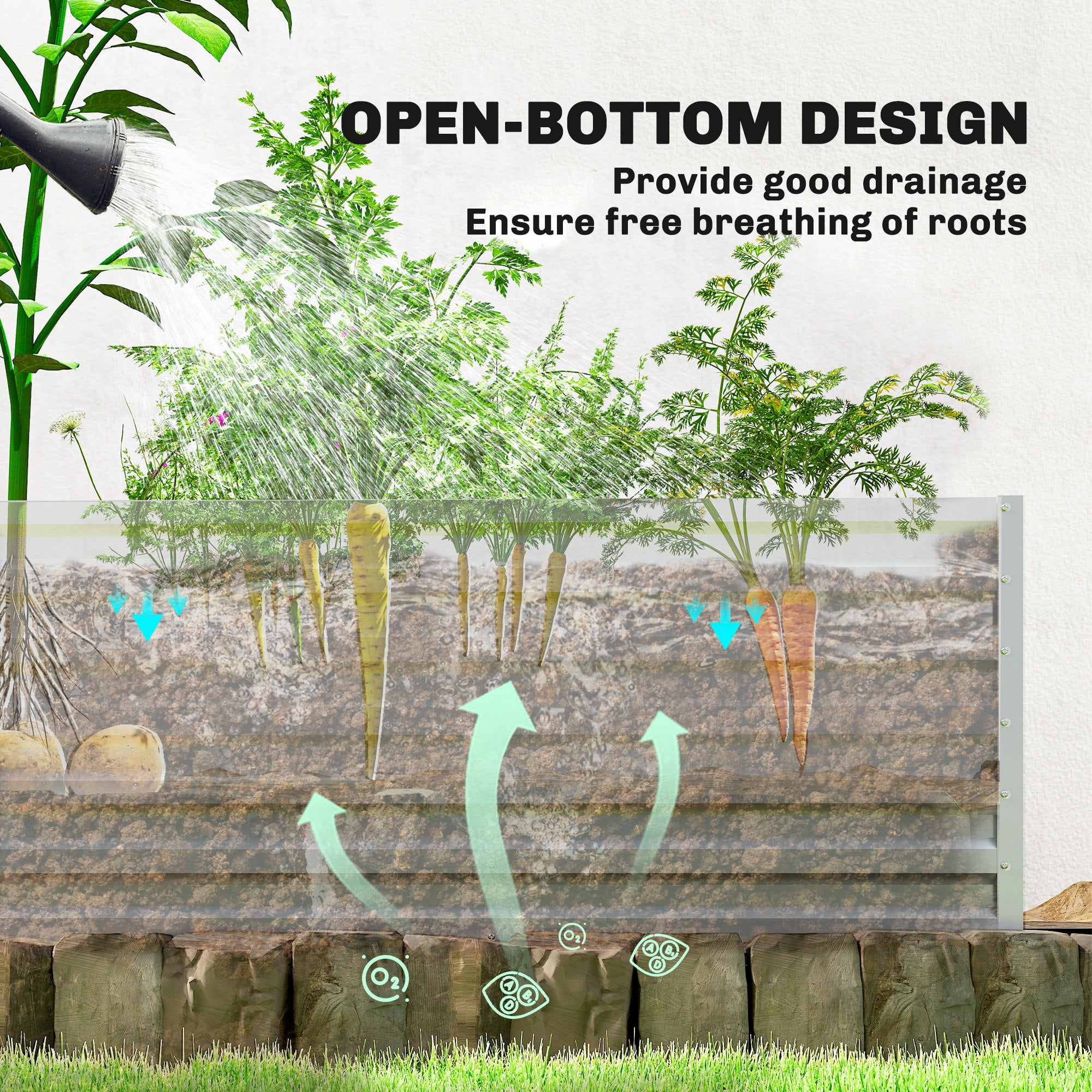 PE Film Tomato Greenhouse with Raised Bed, Roll-Up Door & Windows, Sloped Roof — 141 × 141 × 190 cm (55.5 × 55.5 × 74.8 in) — White