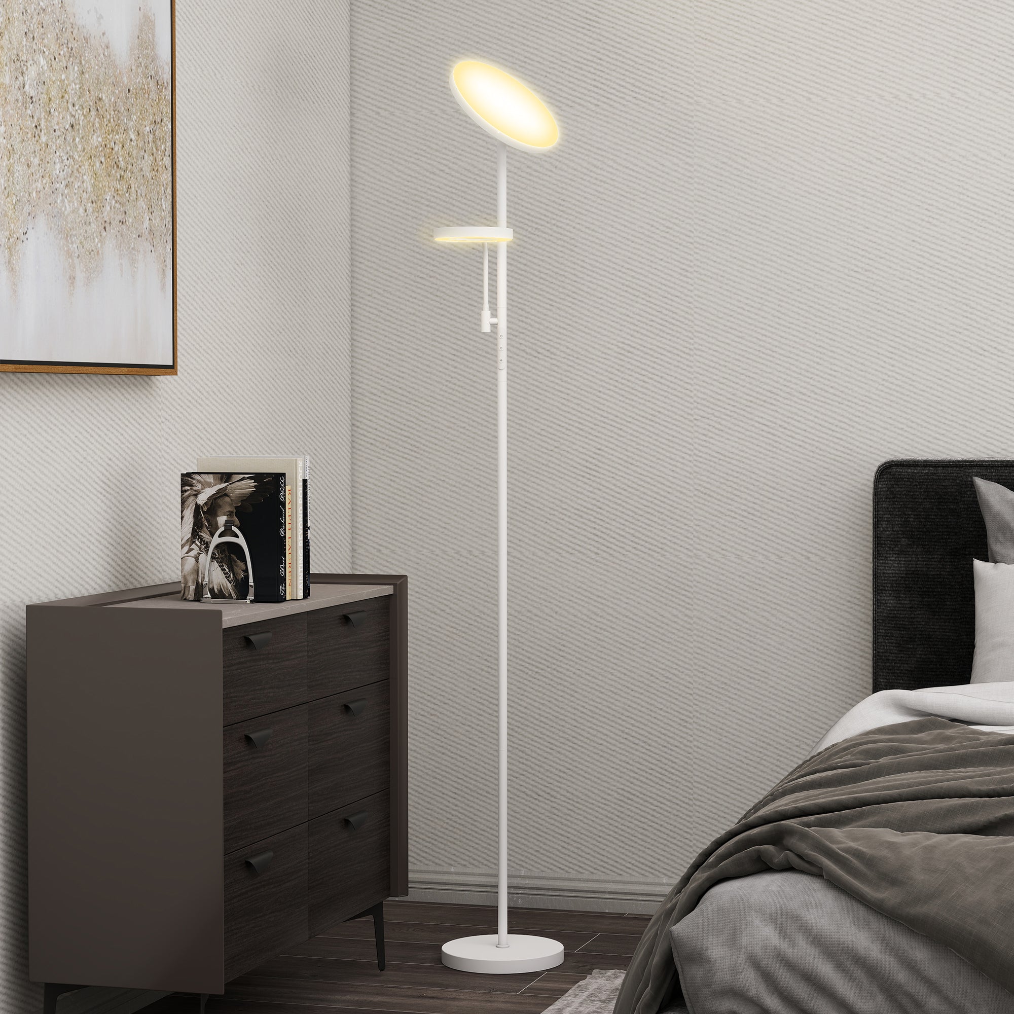 Dimmable LED Floor Lamp 42W Rotating Floor Lamp with Remote and Touch Control Adjustable Color Temperature and Brightness for Living Rooms Bedrooms Offices White
