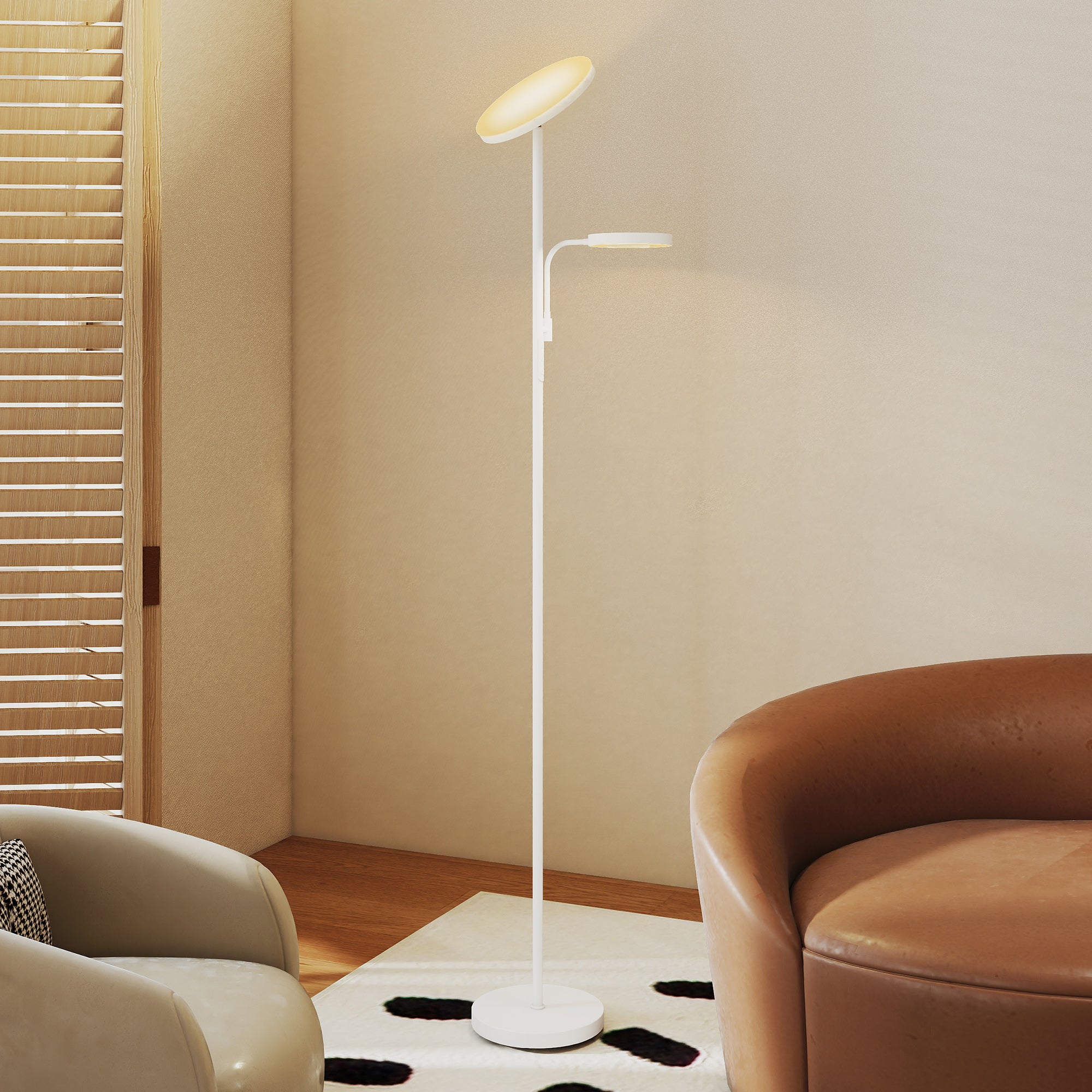 Dimmable LED Floor Lamp 42W Rotating Floor Lamp with Remote and Touch Control Adjustable Color Temperature and Brightness for Living Rooms Bedrooms Offices White