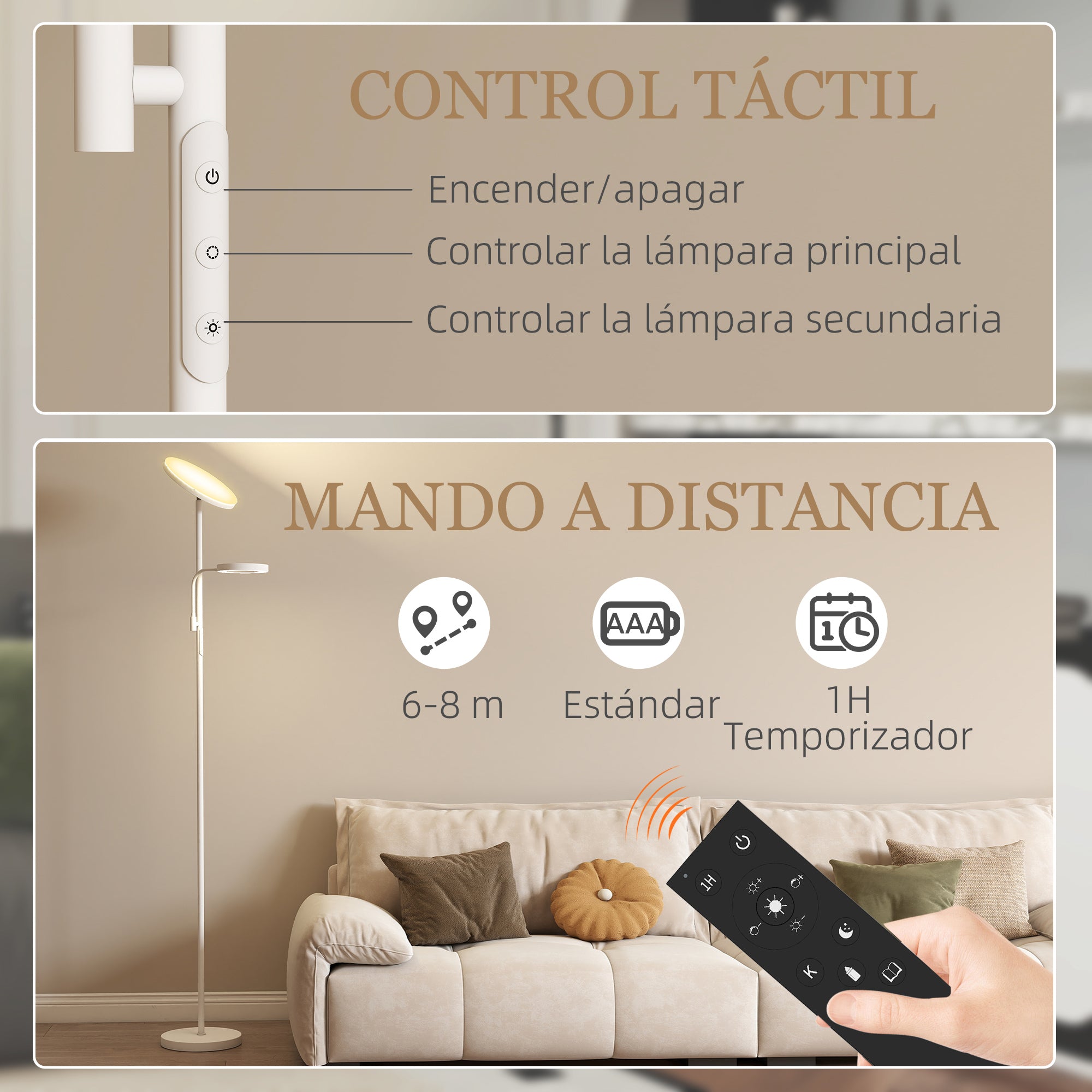 Dimmable LED Floor Lamp 42W Rotating Floor Lamp with Remote and Touch Control Adjustable Color Temperature and Brightness for Living Rooms Bedrooms Offices White