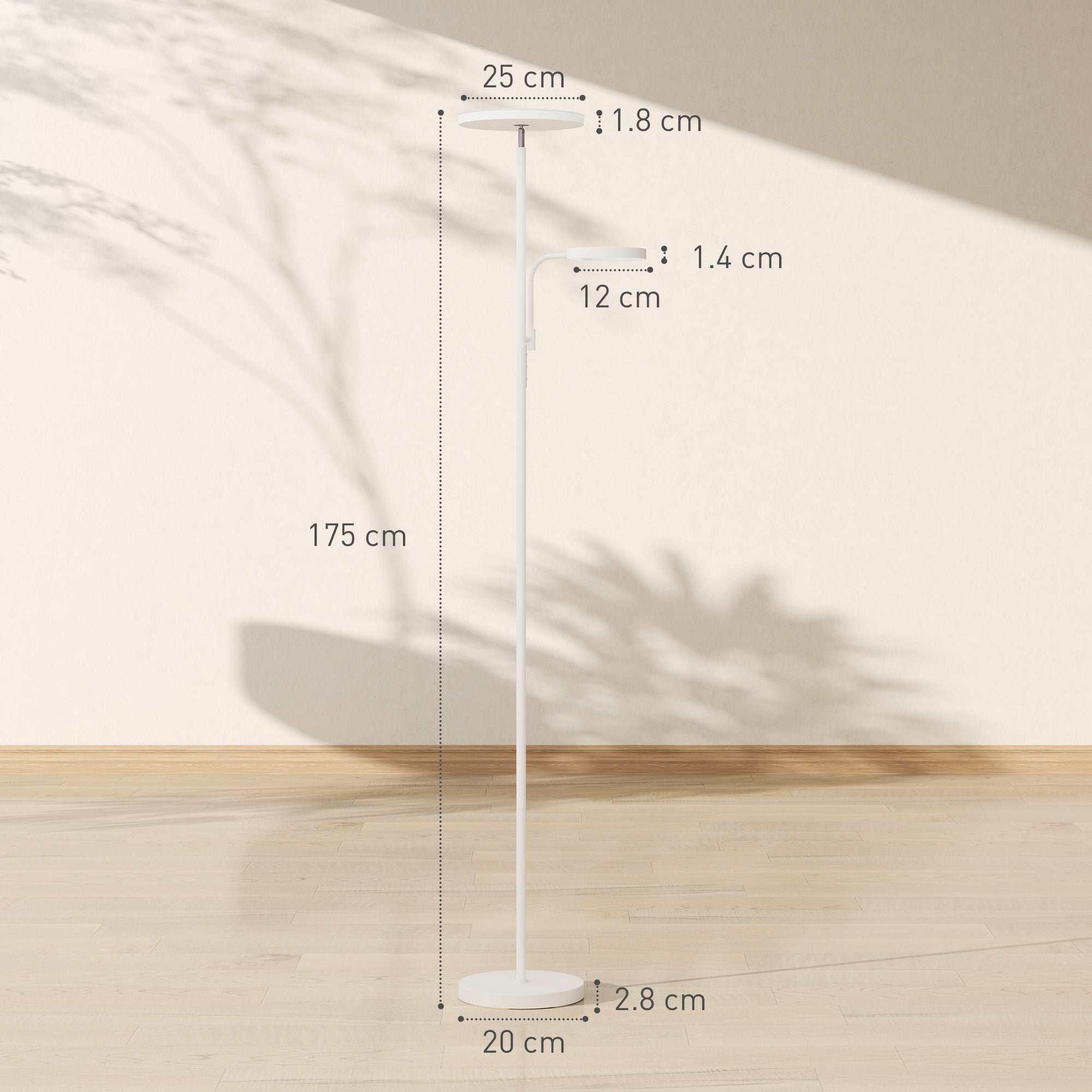 Dimmable LED Floor Lamp 42W Rotating Floor Lamp with Remote and Touch Control Adjustable Color Temperature and Brightness for Living Rooms Bedrooms Offices White