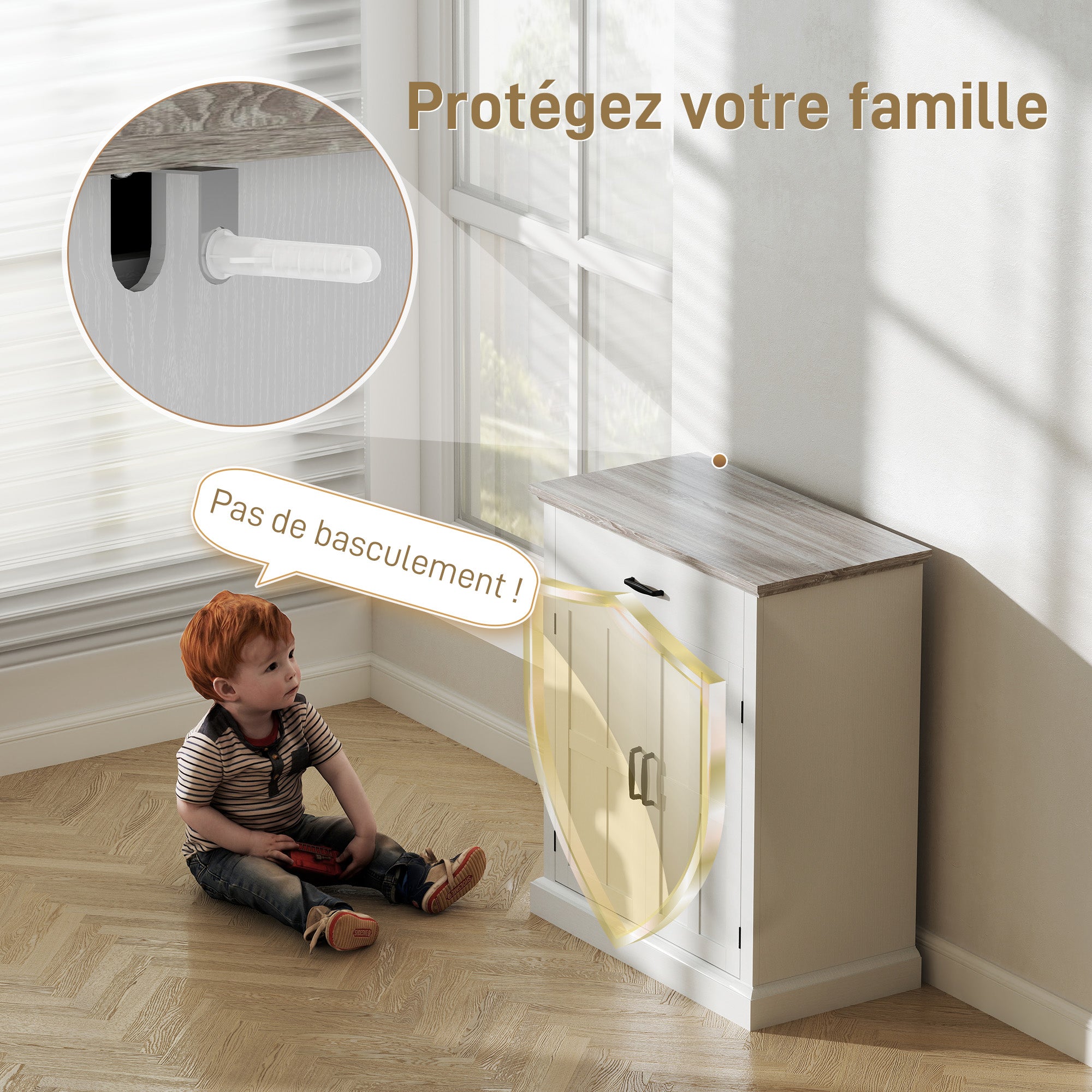 Modern Style Living Room Buffet Storage Cabinet with 2 Doors, Drawer, and Adjustable Shelf - Dining and Living Room Buffet, 75.2 x 40 x 91.5 cm, White