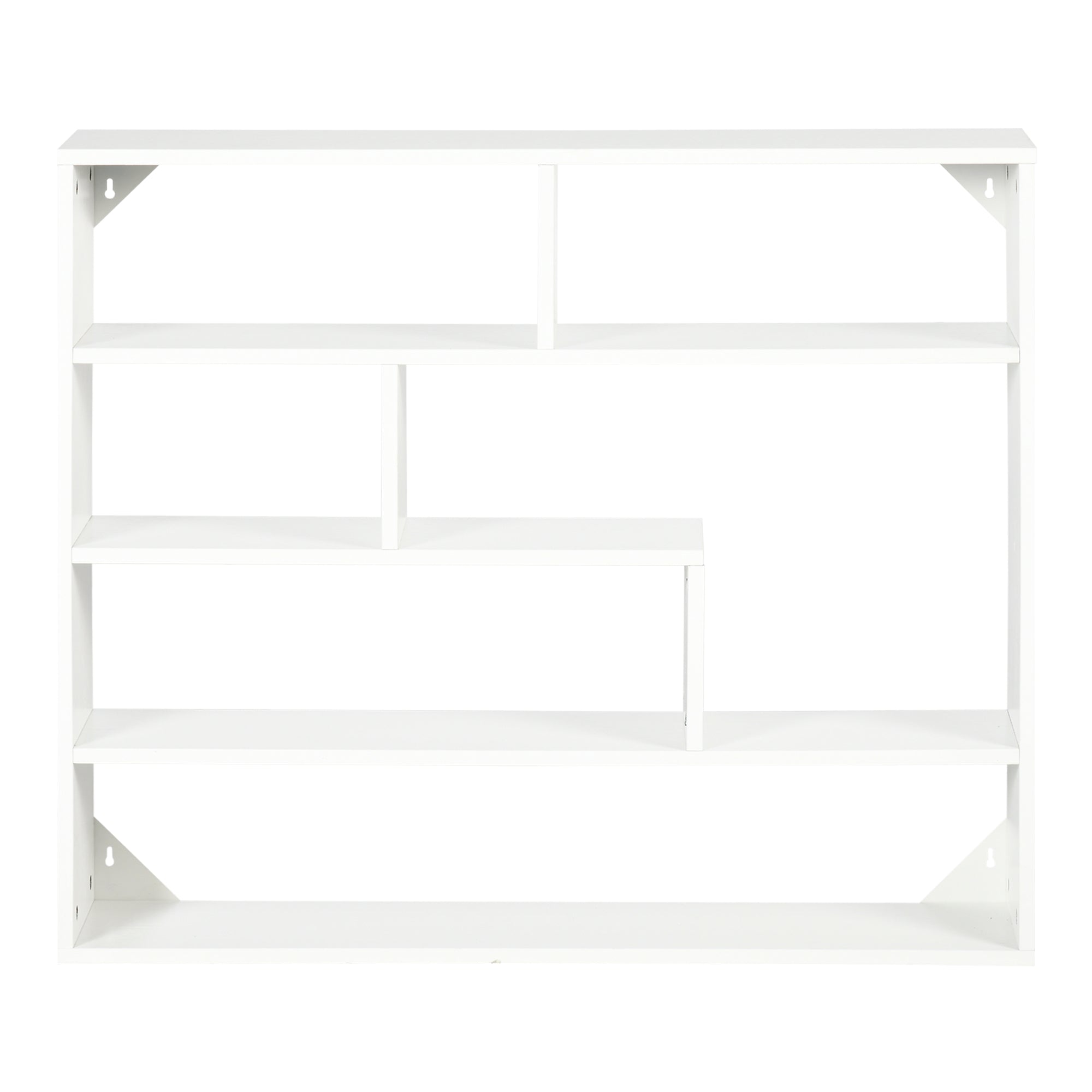 4-Tier Wall Shelf Floating Shelf with 7 Open Compartments for Living Room Bedroom Office Modern Style 94x19.5x80 cm White