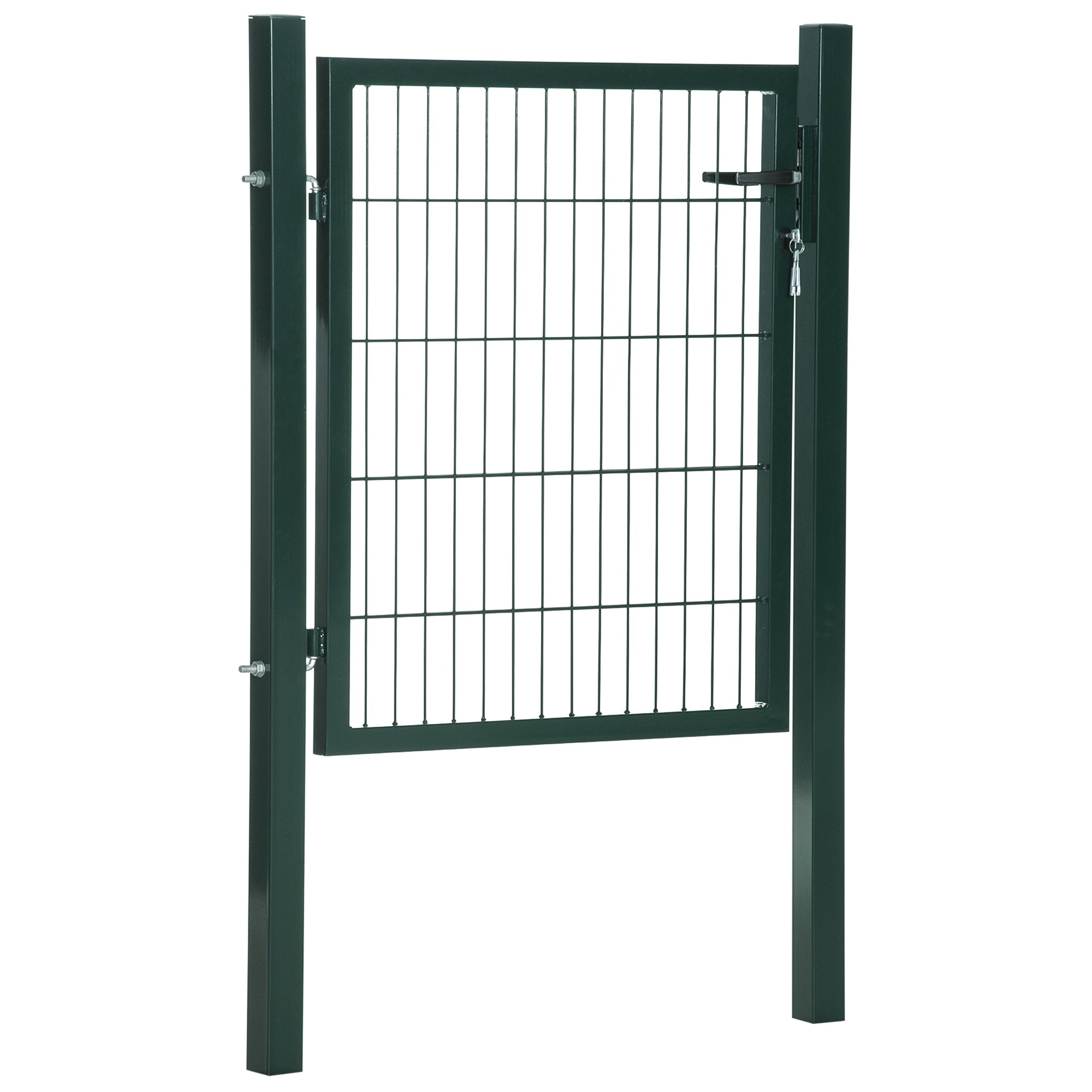 Garden Gate Steel Fence Gate Yard Door with Handle Lock and Keys 97 x 150 cm Green