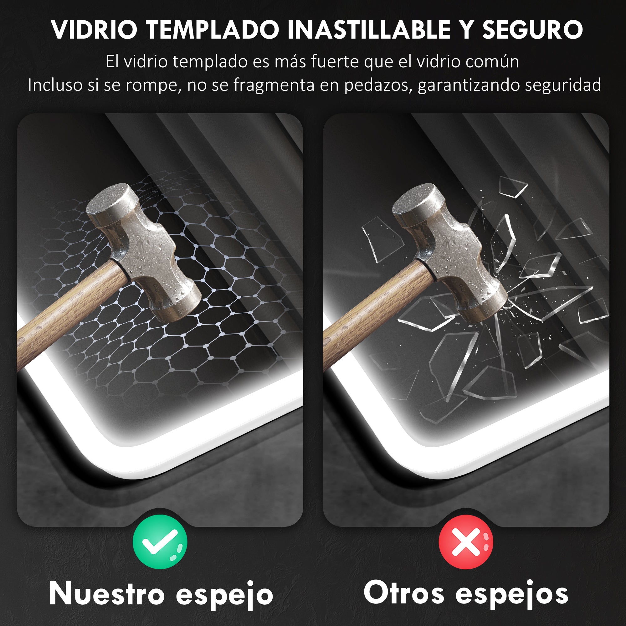 Bathroom Mirror with LED Light Bluetooth 80x60 cm Wall Mirror with 3 Light Colors Anti-fog Function Memory Function Touch Switch IP44