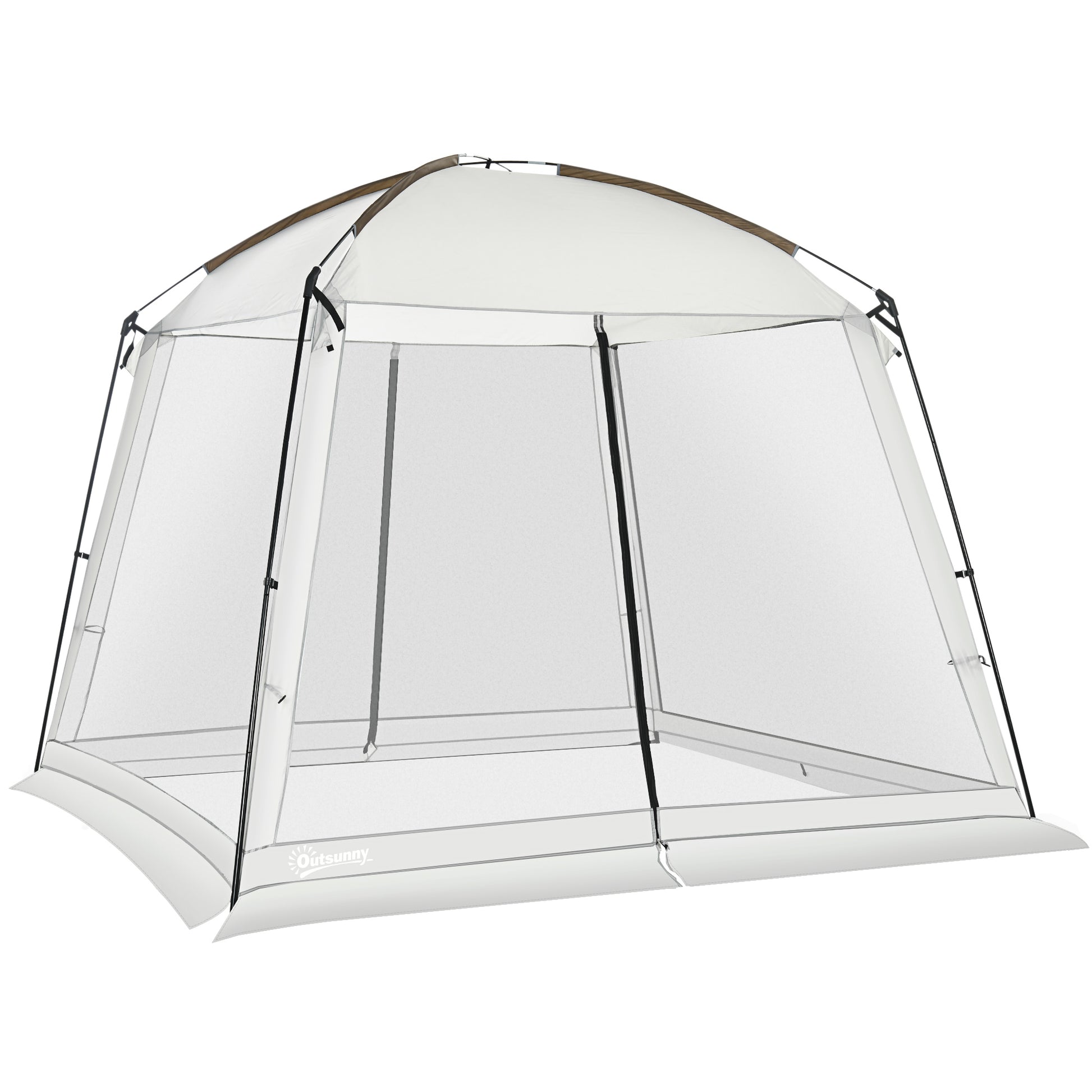 Garden Tent 3x3 m Gazebo for 6-8 People with 4 Mosquito Nets and 2 Doors UV50+ Protection and Transport Bag Camping Tent for Patio Outdoor White