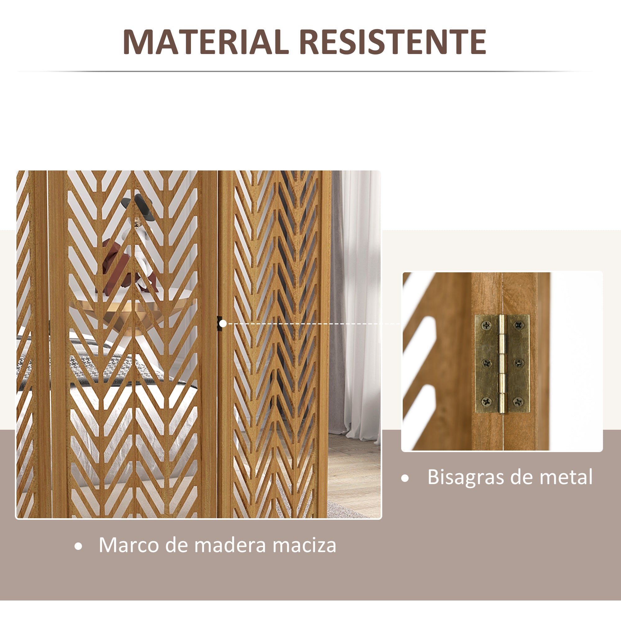 3-Panel Foldable Room Divider 120x1.7x170 cm Natural Wood Geometric Pattern Room Partition for Office Bedroom