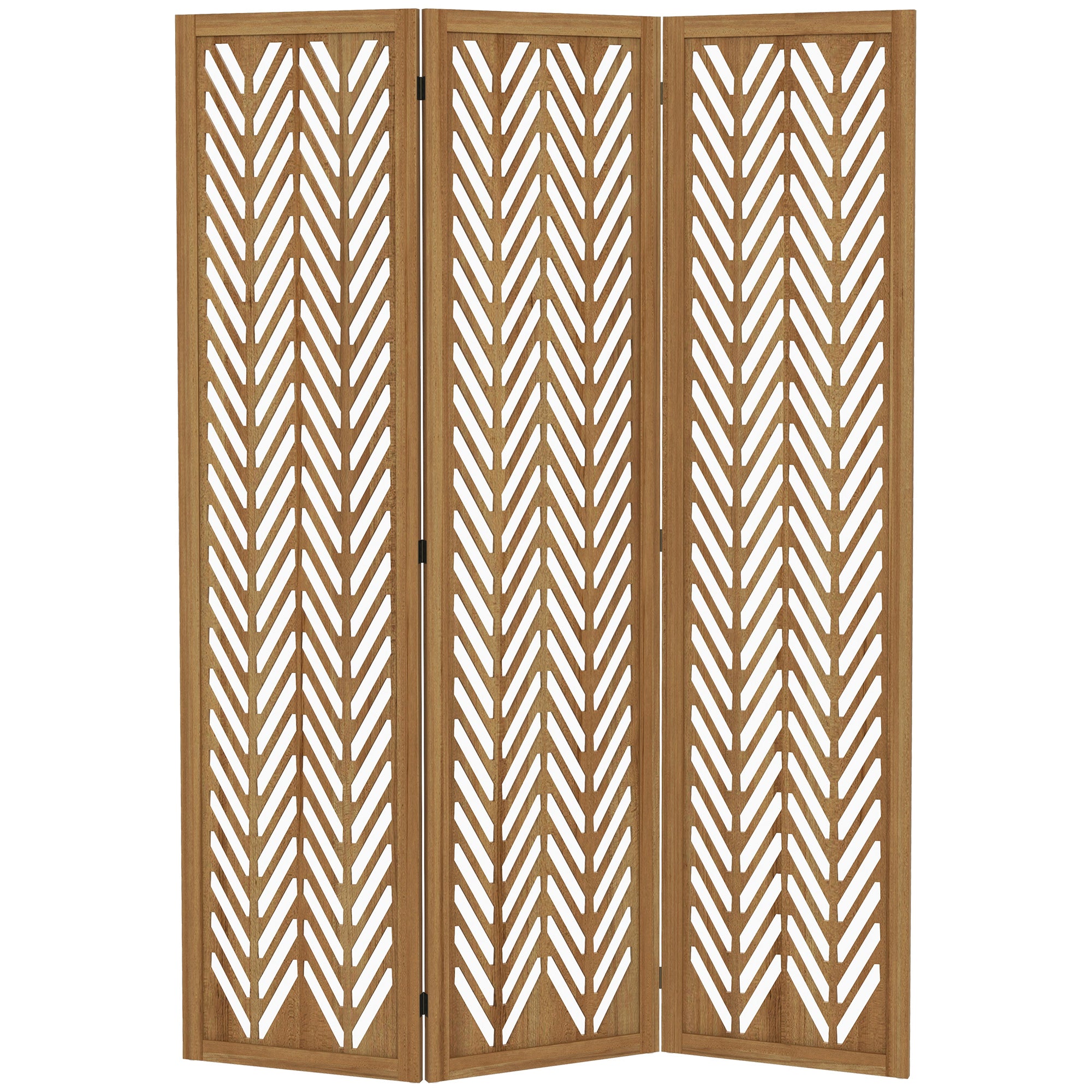 3-Panel Foldable Room Divider 120x1.7x170 cm Natural Wood Geometric Pattern Room Partition for Office Bedroom