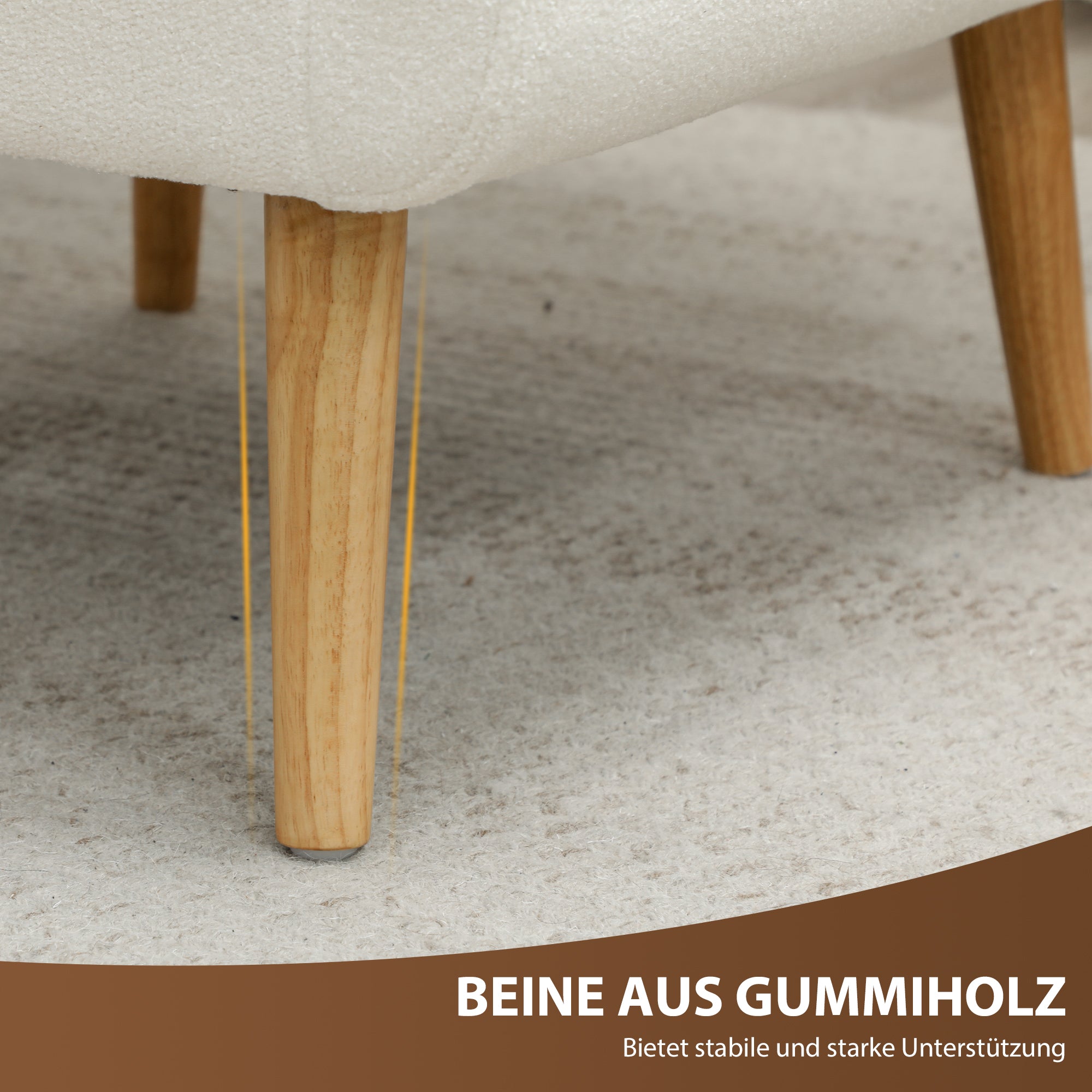 Armchair Living Room Wingback Chair Tufted Lounge Chair with Teddy Fleece Look, Wood Legs, Upholstered Chair for Bedroom, White