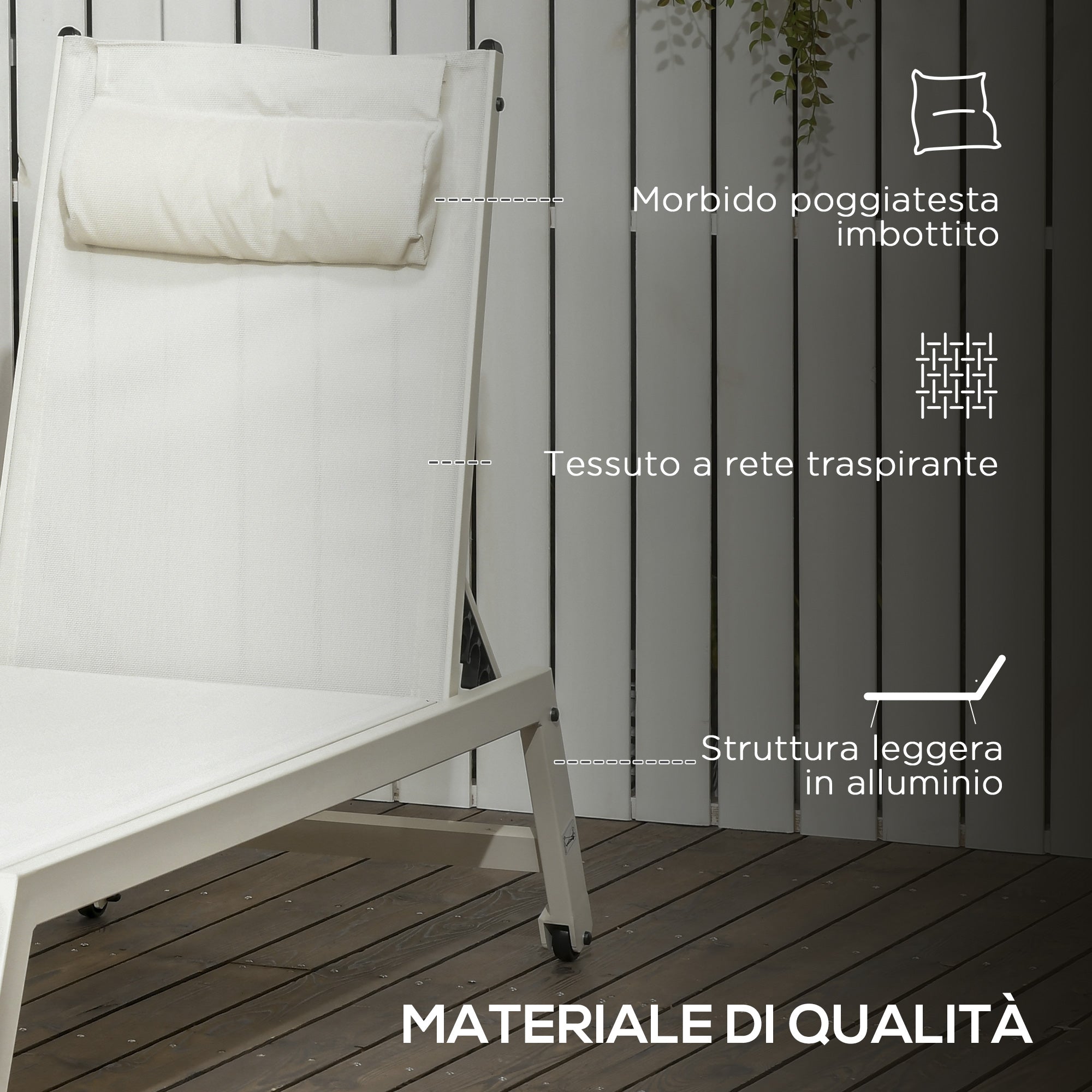 Aluminum and Polyester Sun Lounger Chaise Longue Set 2 Pieces Beige for Garden with 5 Reclining Levels, 55x195x30 cm