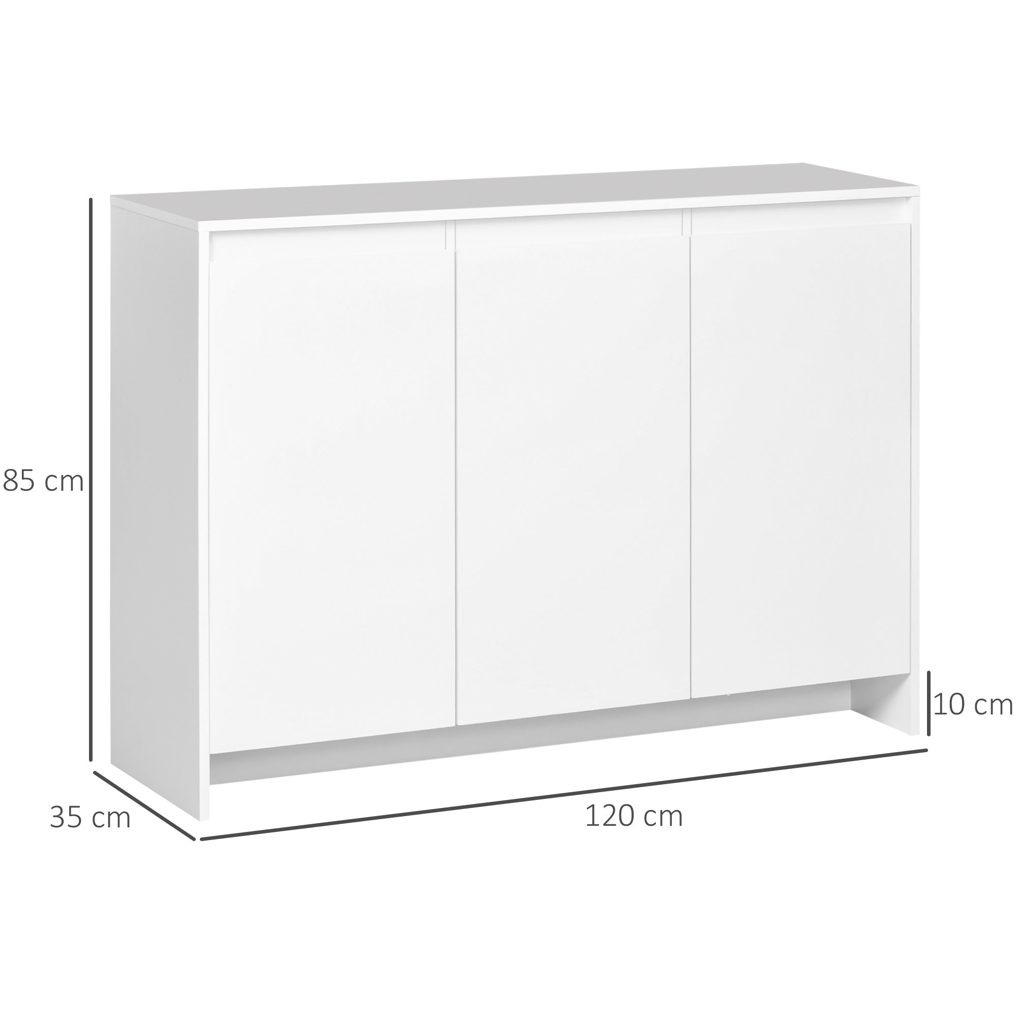 Modern Kitchen Sideboard Sideboard with 3 Doors Adjustable Shelves and Soft Close TV Stand 120x35x85 cm White