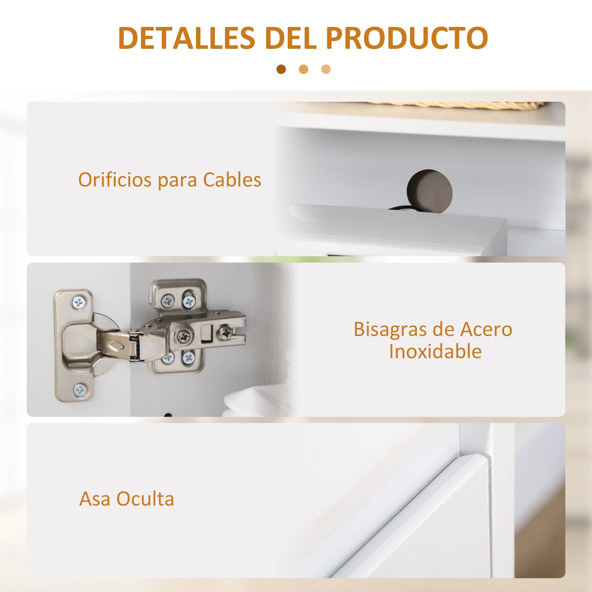 Modern Kitchen Sideboard Sideboard with 3 Doors Adjustable Shelves and Soft Close TV Stand 120x35x85 cm White