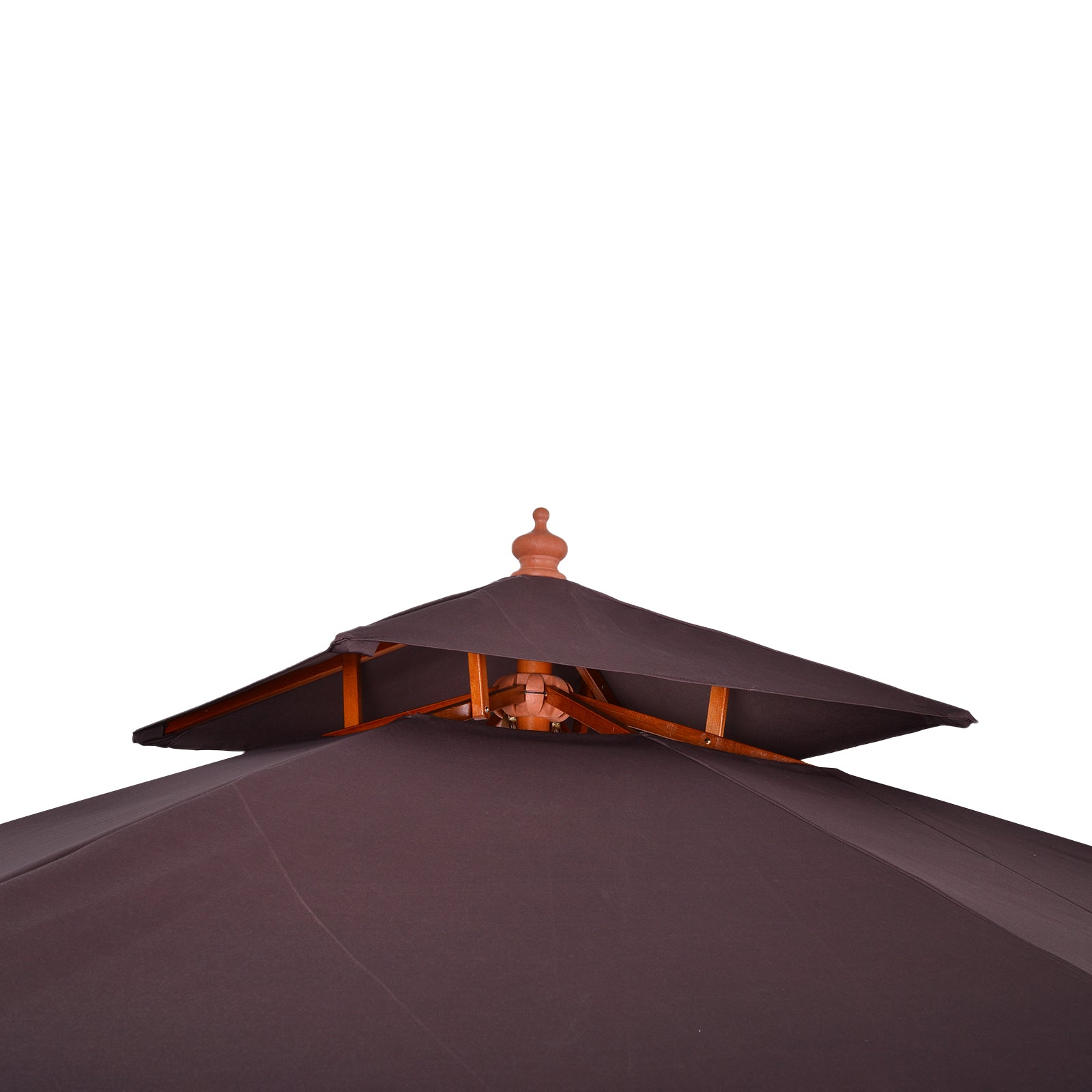 Garden Umbrella 3x3x3 m Bamboo Garden Parasol with Double Roof Pulley System Waterproof for Terrace Balcony Outdoor Brown