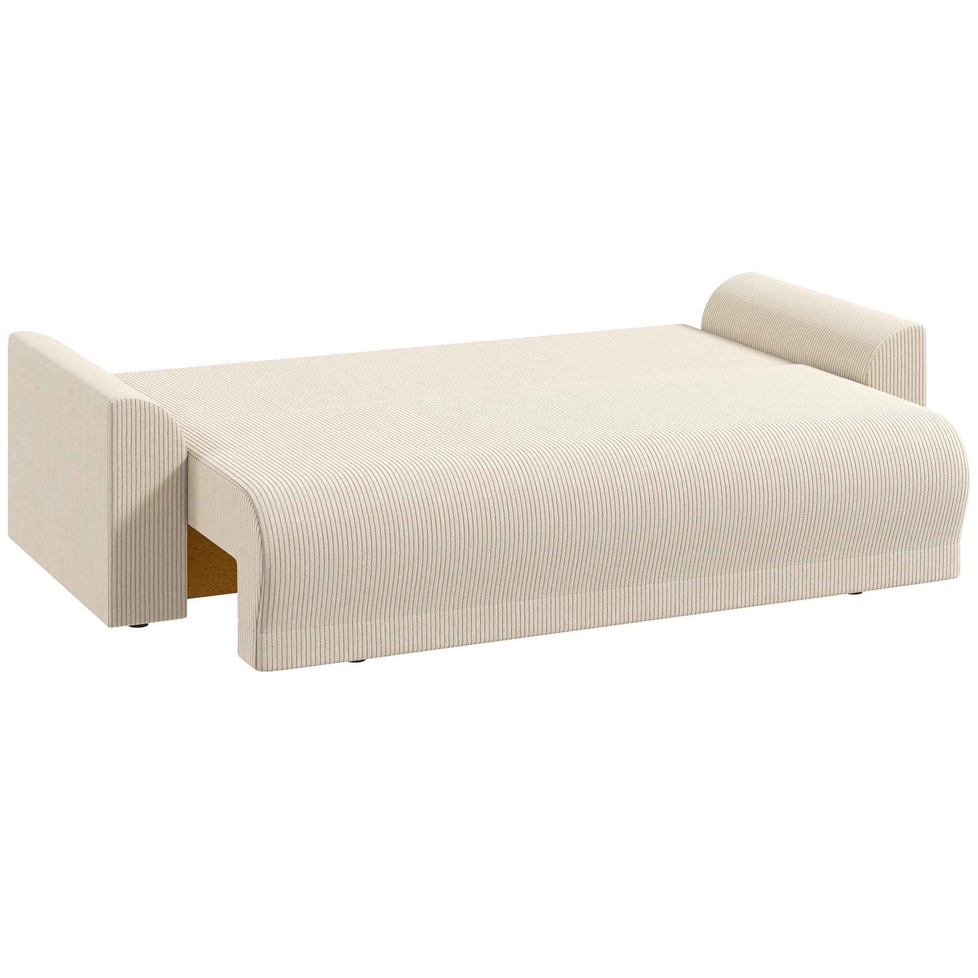 3-Seater Sofa Bed with Storage, Wide Deep Seat & 9 Cushions, Corduroy - Beige (Converts to 74.8" x 59.1" Bed)