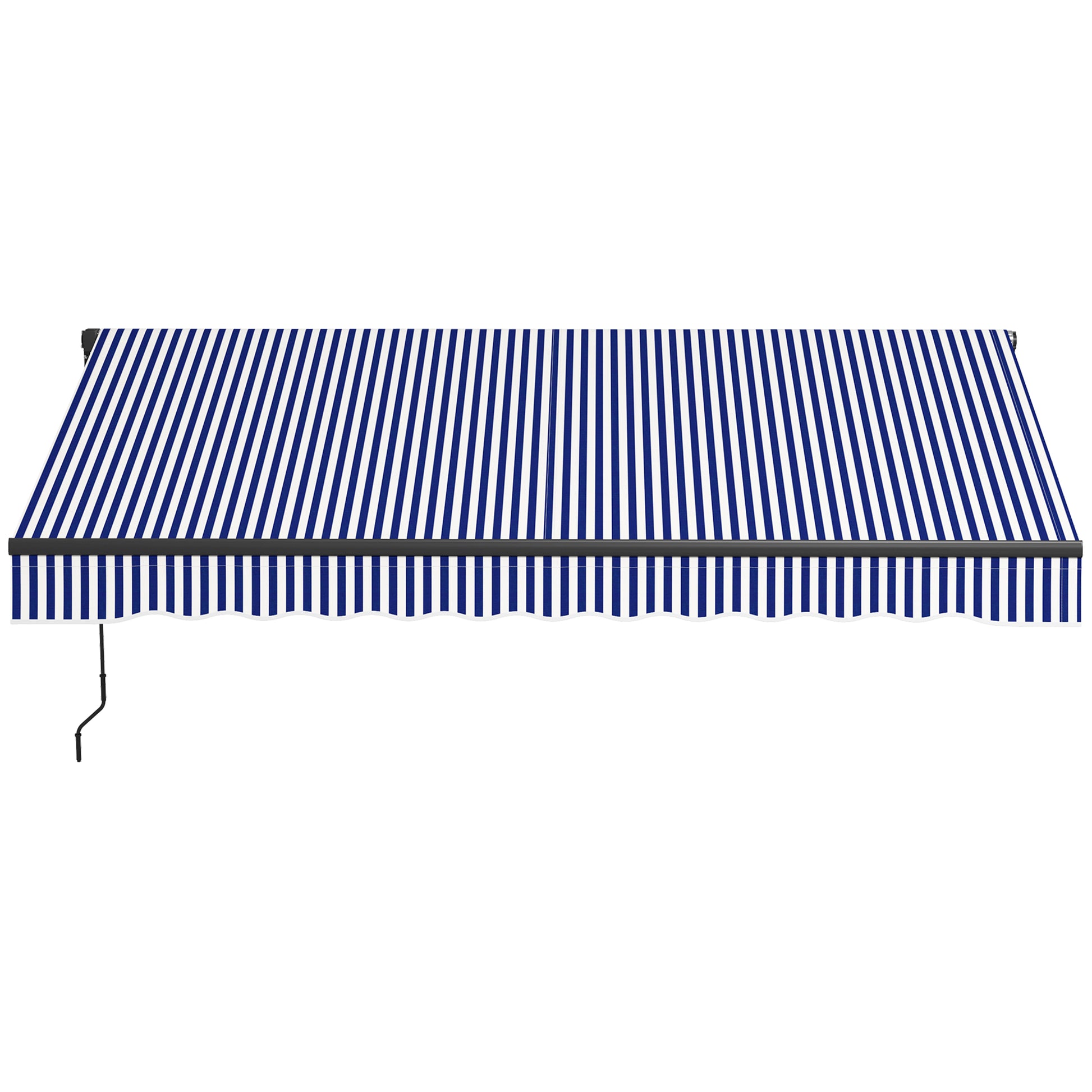 Retractable Manual Awning 3 x 2.5 m Balcony Awning Adjustable Tilt Crank Aluminum Frame Polyester Anti-UV Blue and White