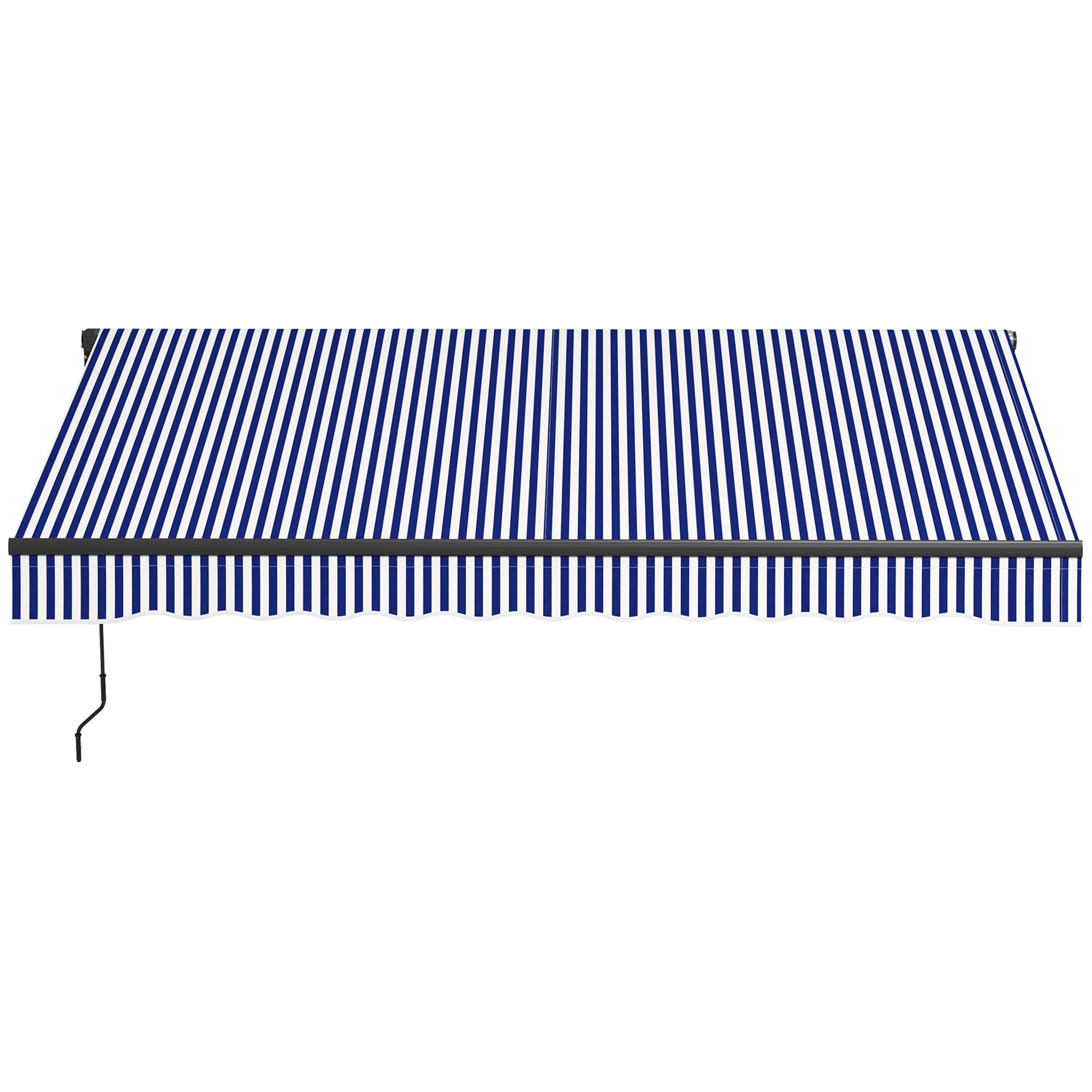 Retractable Manual Awning 3 x 2.5 m Balcony Awning Adjustable Tilt Crank Aluminum Frame Polyester Anti-UV Blue and White