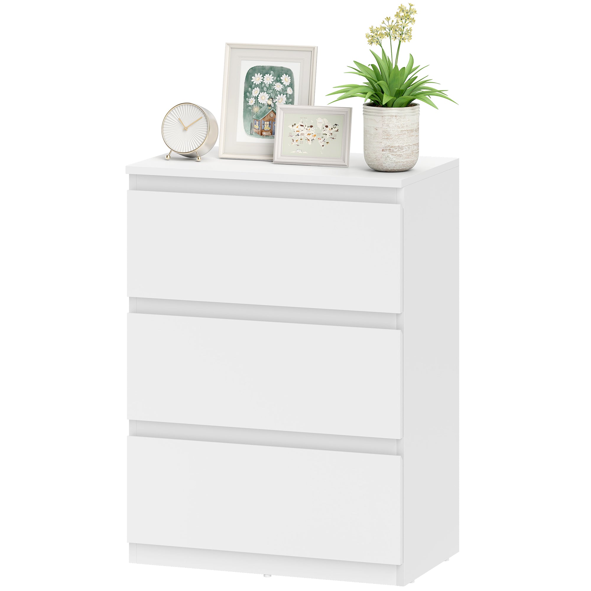 3-Drawer Chest - Modern White Sideboard for Living Room, Bedroom & Hallway, 21.7 x 13.4 x 29.5 in