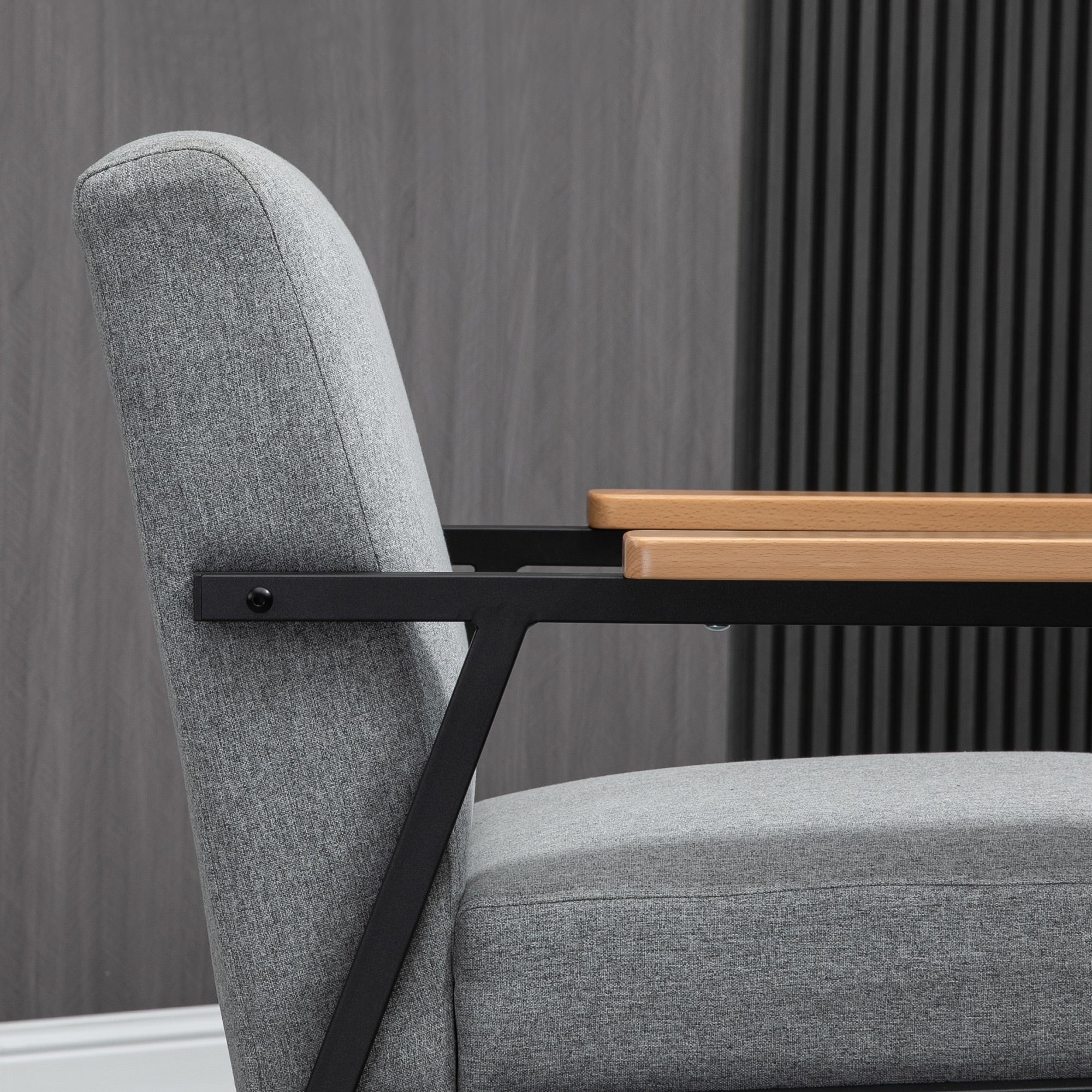 Upholstered Armchair, Accent Chair, Recliner with Linen Look, Dining Chair for Living Room, Bedroom, Gray, 64.5 x 70 x 83.5 cm