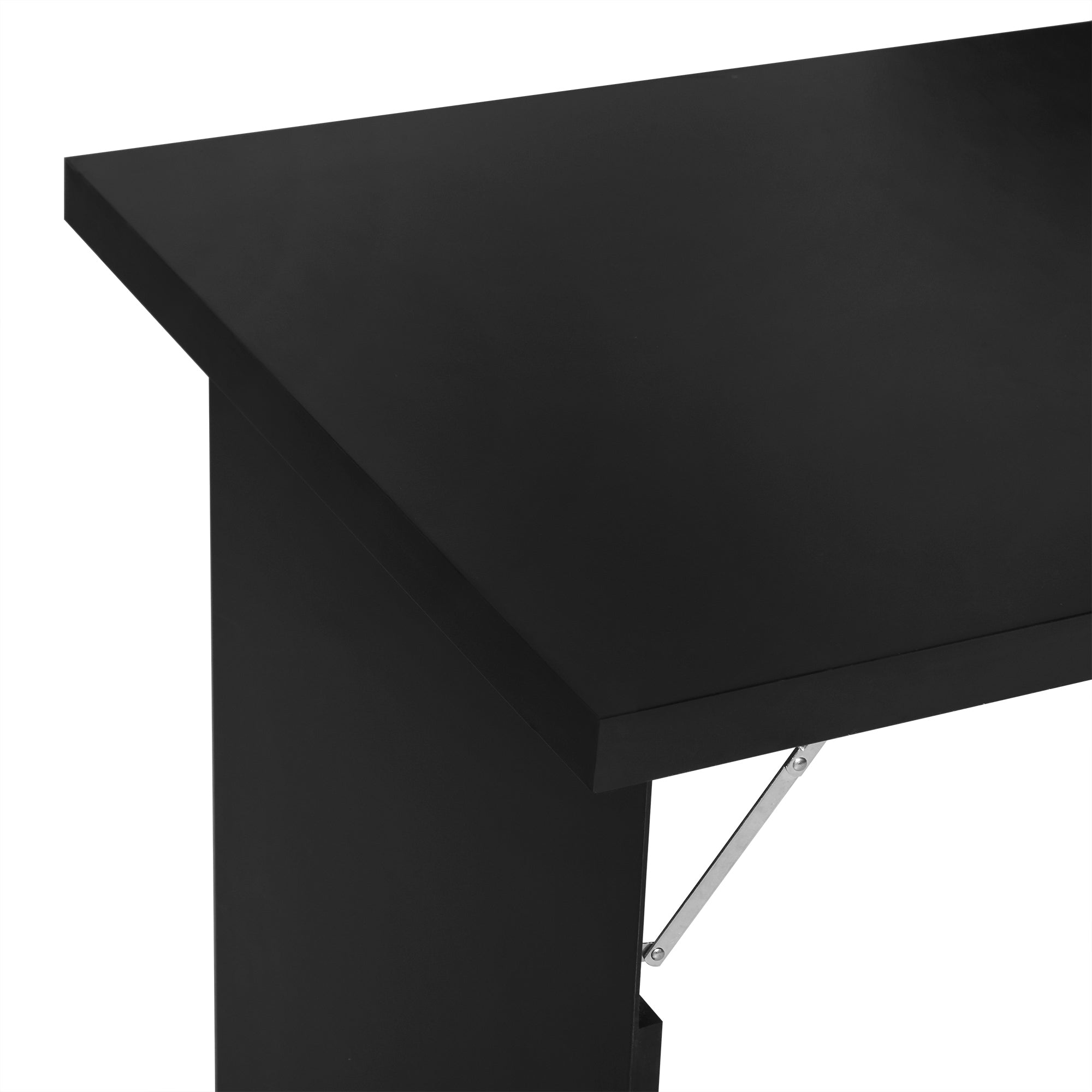 Fold-Down Wall Desk Wall-Mounted Folding Table with Shelf + Integrated Chalkboard MDF Black