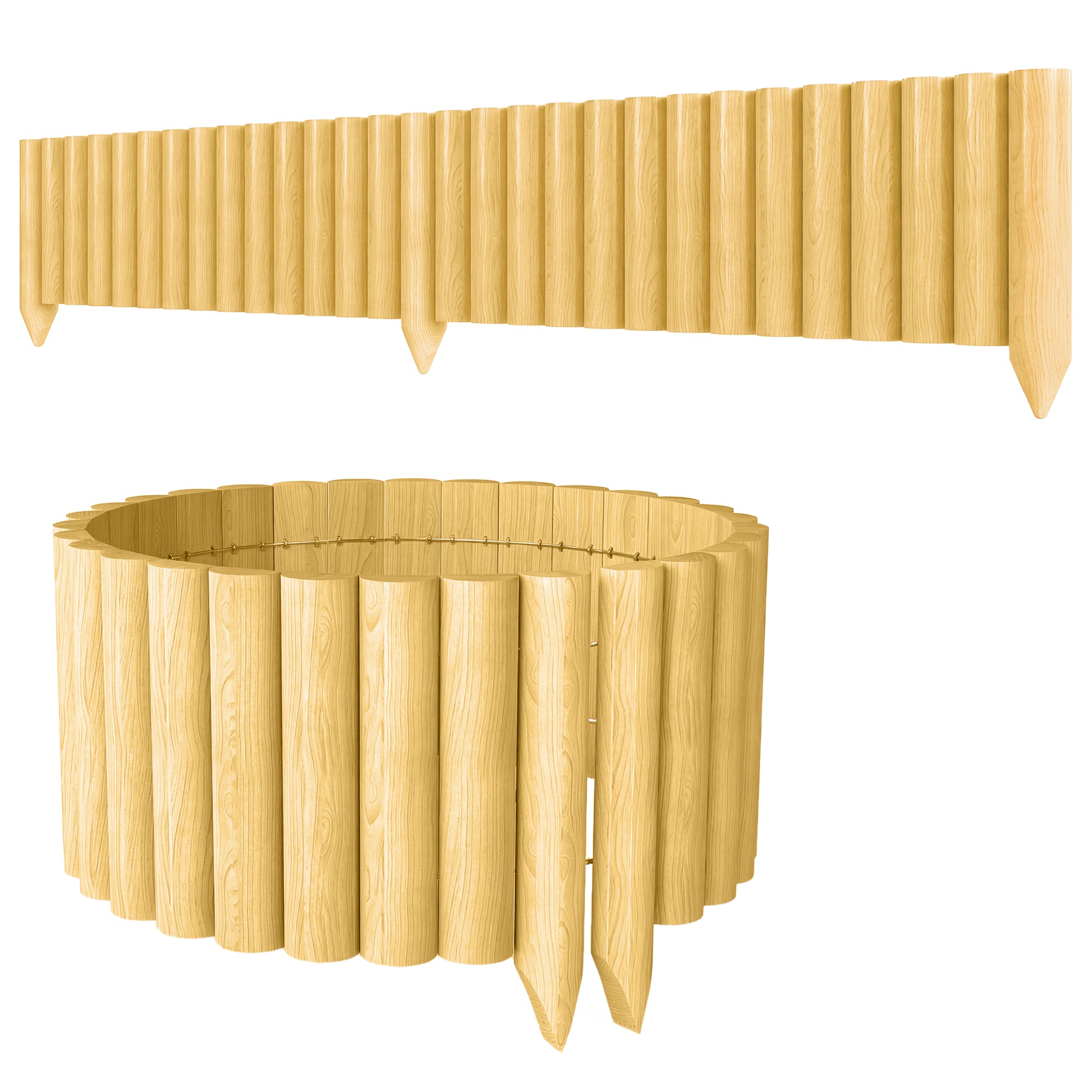 Spruce Wooden Garden Border Fence, 176 x 38 cm (69.3 x 15.0 in) — Decorative, Durable & Easy to Install for Vegetable Patch, Patio, Lawn