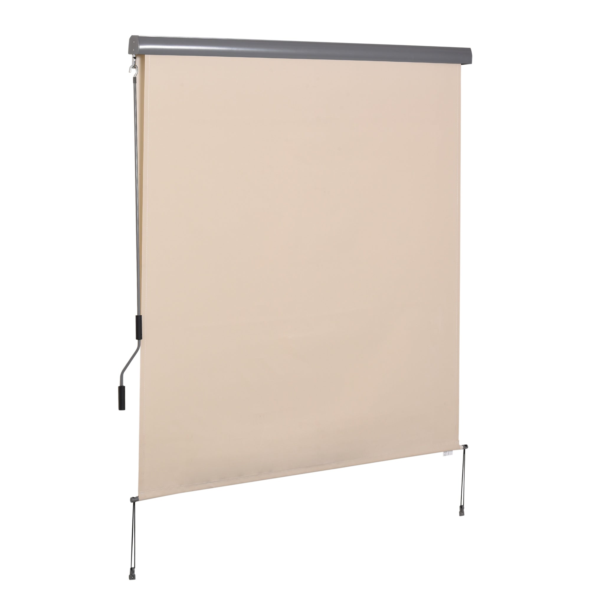Outdoor Roller Blind 2.5 x 1.6m Retractable Vertical Sun Shade with Crank, Aluminum and Polyester 280g/m² UV50+ Protection, for Balcony, Patio, Terrace, and Garden, Cream