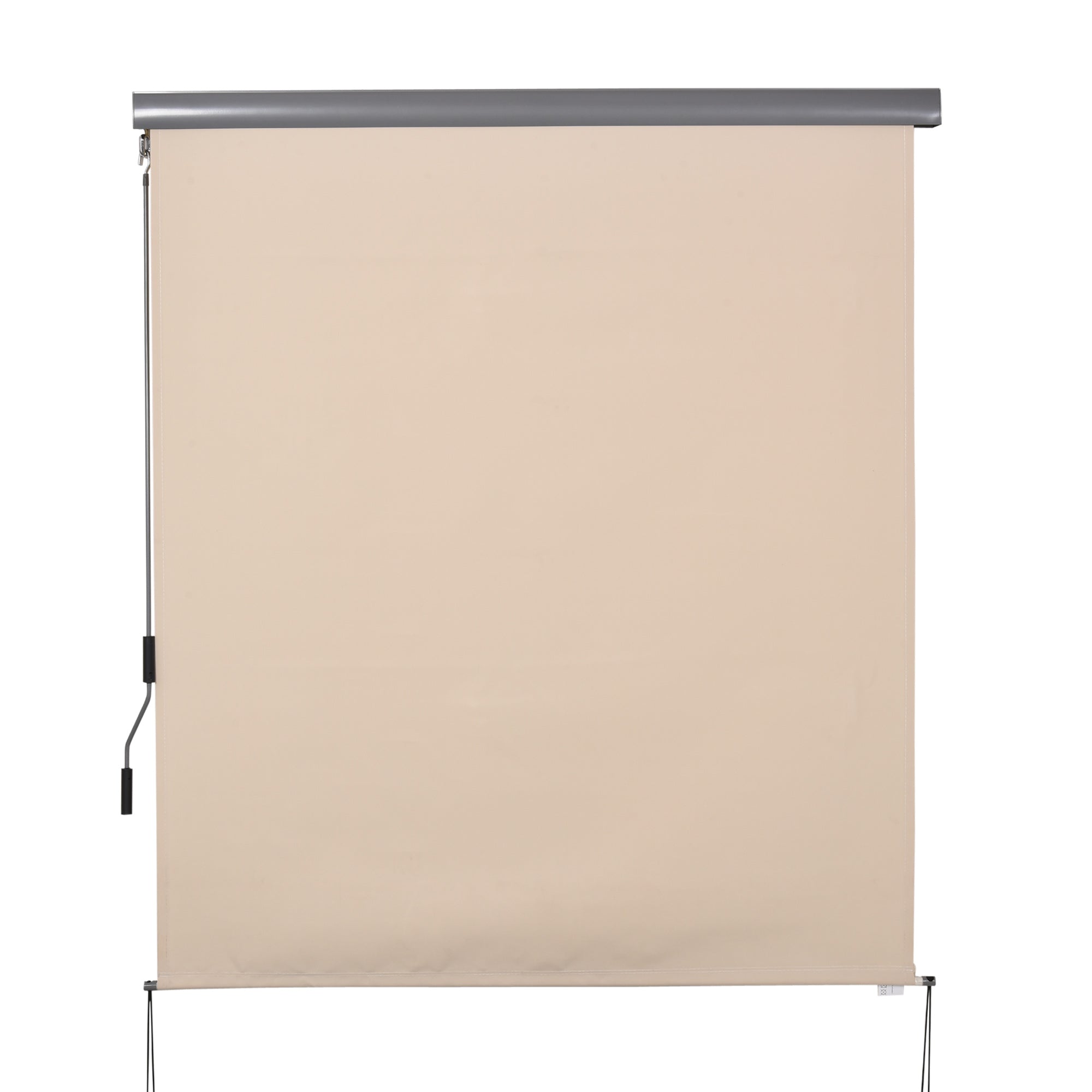 Outdoor Roller Blind 2.5 x 1.6m Retractable Vertical Sun Shade with Crank, Aluminum and Polyester 280g/m² UV50+ Protection, for Balcony, Patio, Terrace, and Garden, Cream