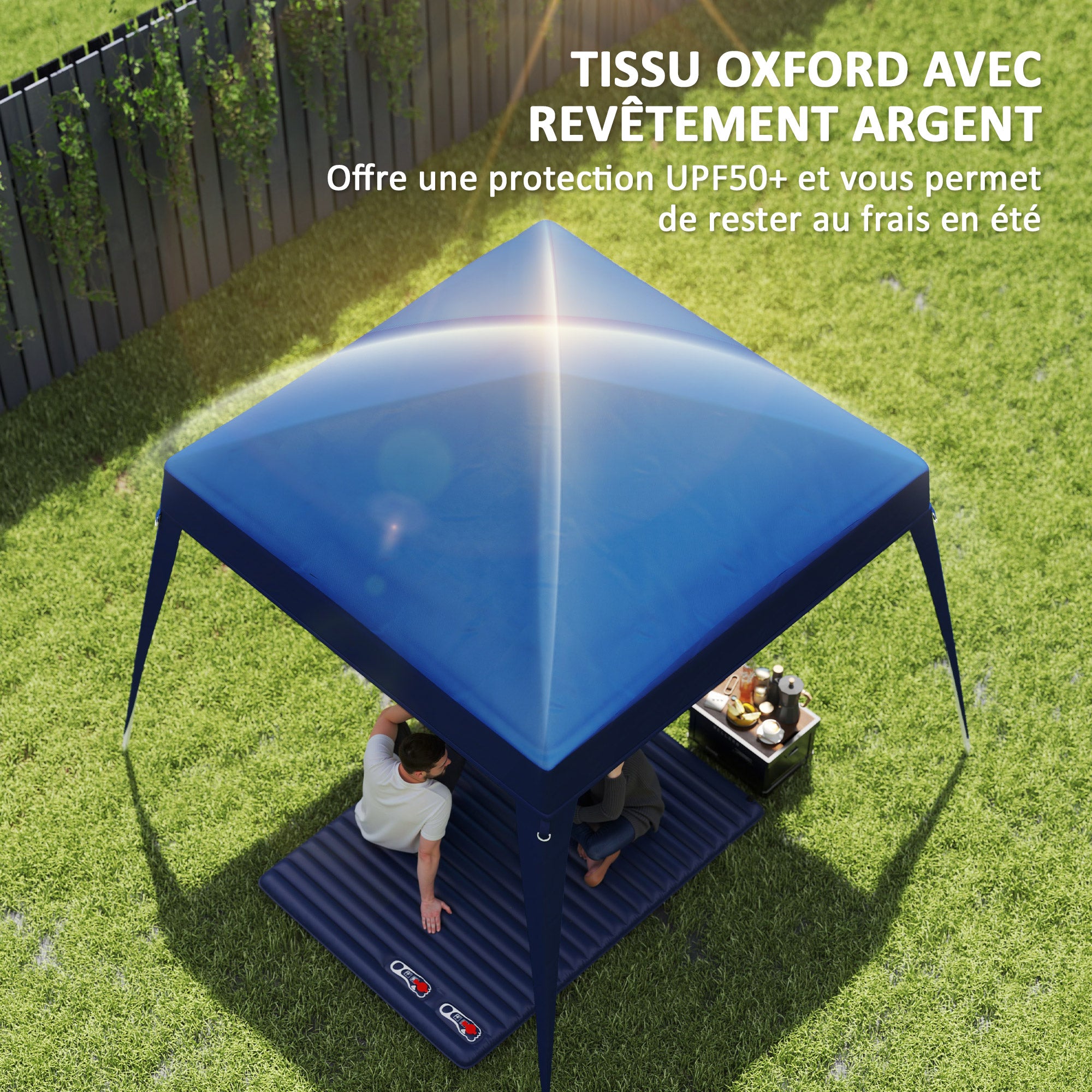 Replacement Canopy Cover for 3 x 3 m (base) / 2.4 x 2.4 m (top) folding gazebo, UPF50+ sun protection, CANOPY COVER ONLY, dark blue