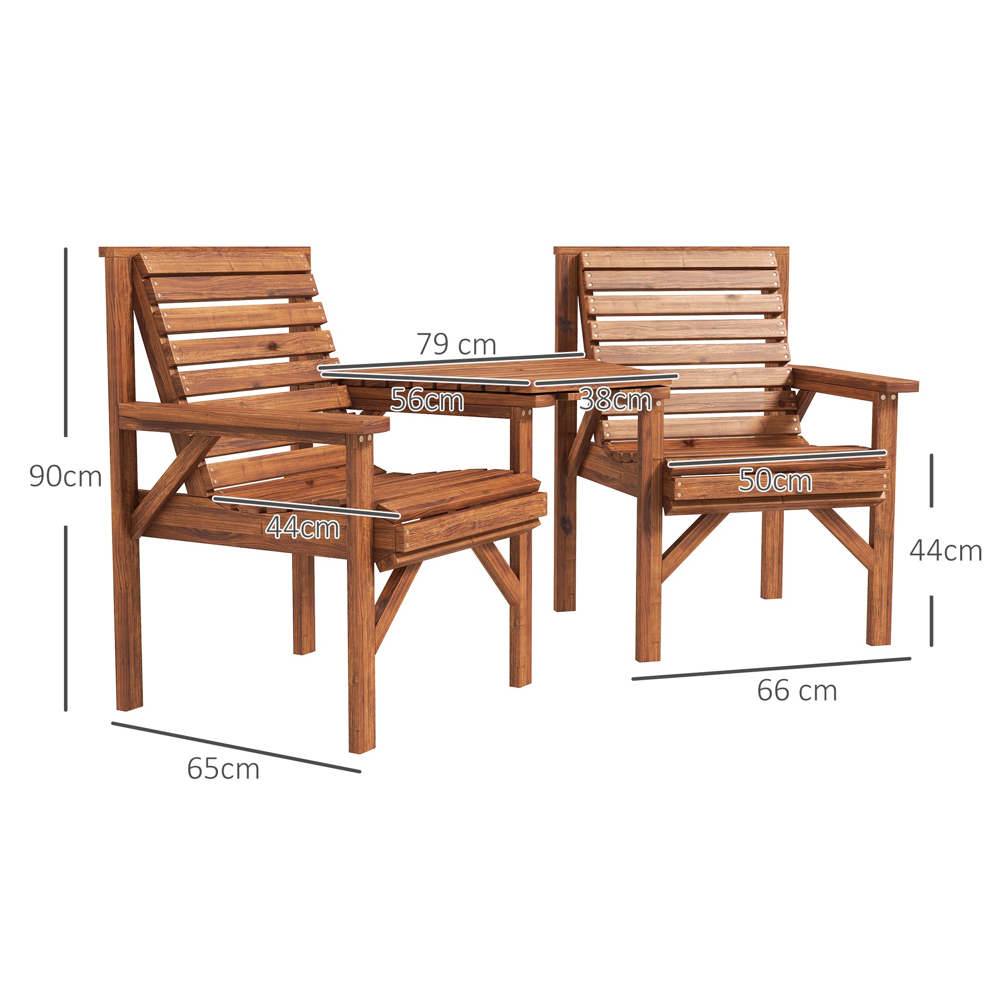 3-Piece Weatherproof Charred Pine Bistro Set — Slatted Design, Umbrella Hole, Outdoor Balcony Seating