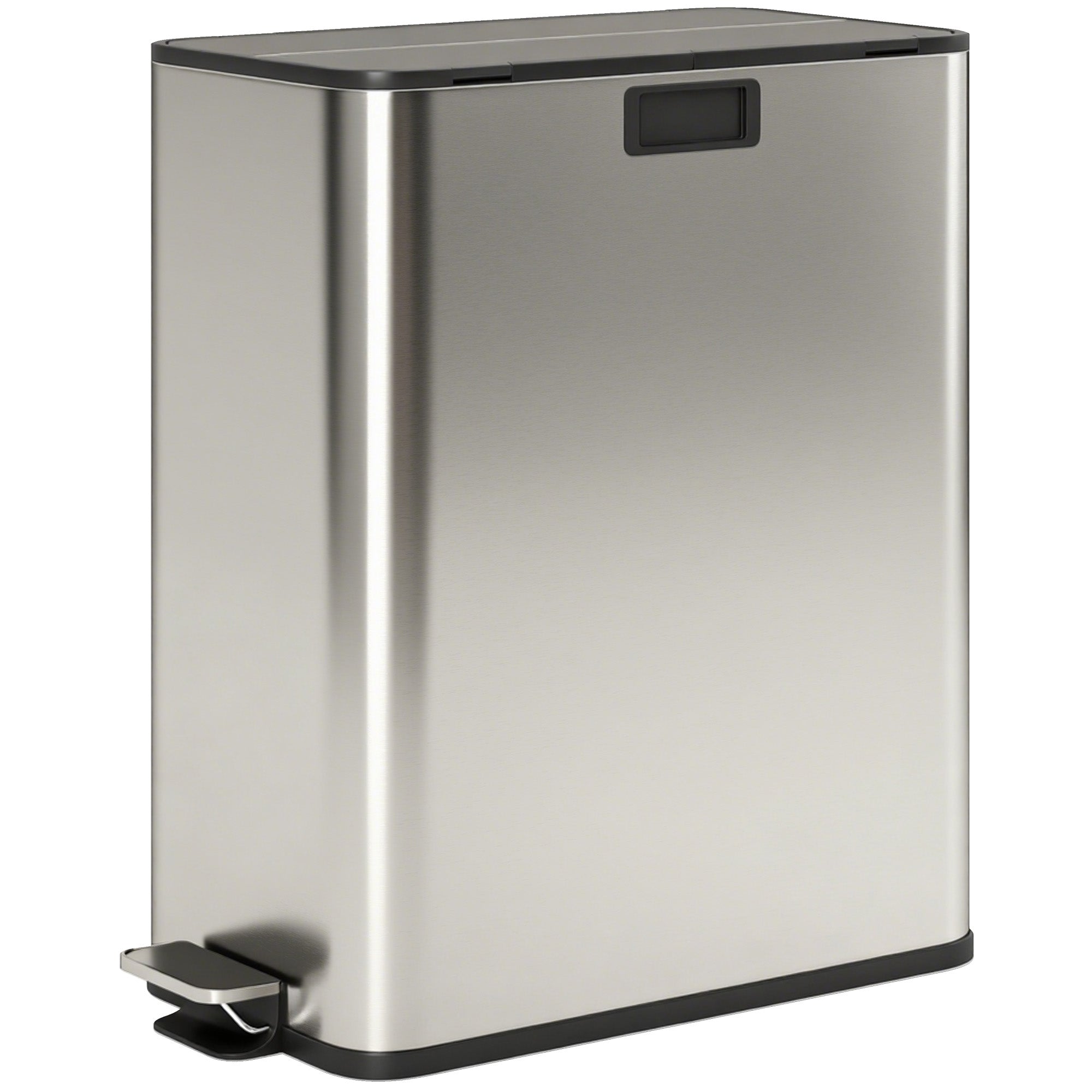 2 x 28L Stainless Steel Kitchen Step Bin with Soft-Close Butterfly Lid, Removable Inner Bins, Fingerprint-Resistant, Silver