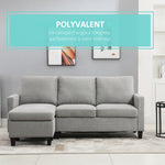 3-Seater Corner Sofa with Reversible Chaise Left or Right for Living Room, Office, Apartment, Polyester Fabric 197L x 139W x 91H cm Light Gray