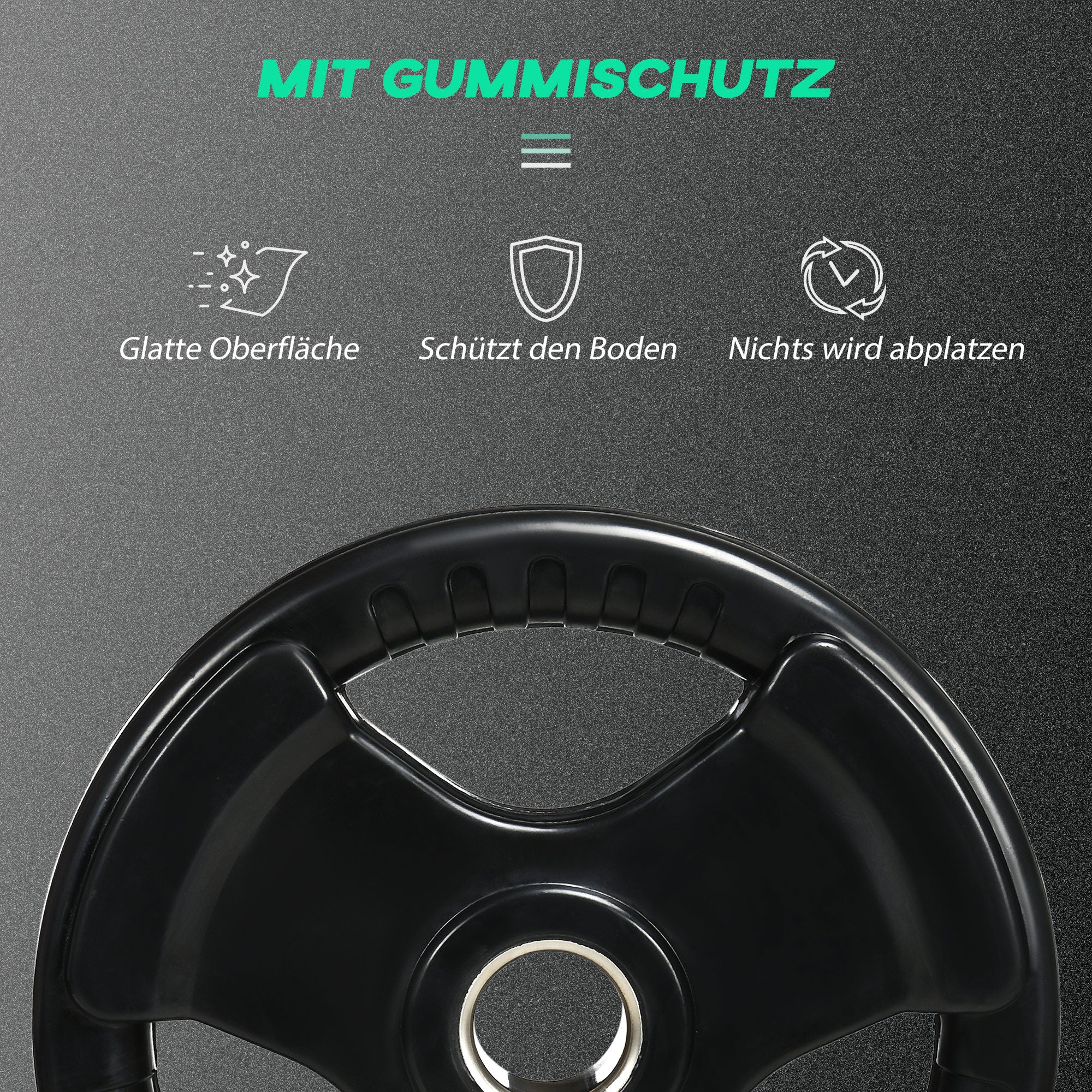 SPORTNOW Weight Plates 2-Pack, Tri-Grip 2 x 15 KG Rubberized Olympic Plates, Floor-Friendly Weight Plates with 5 cm Hole, Three Handles, for Weightlifting, Strength Training