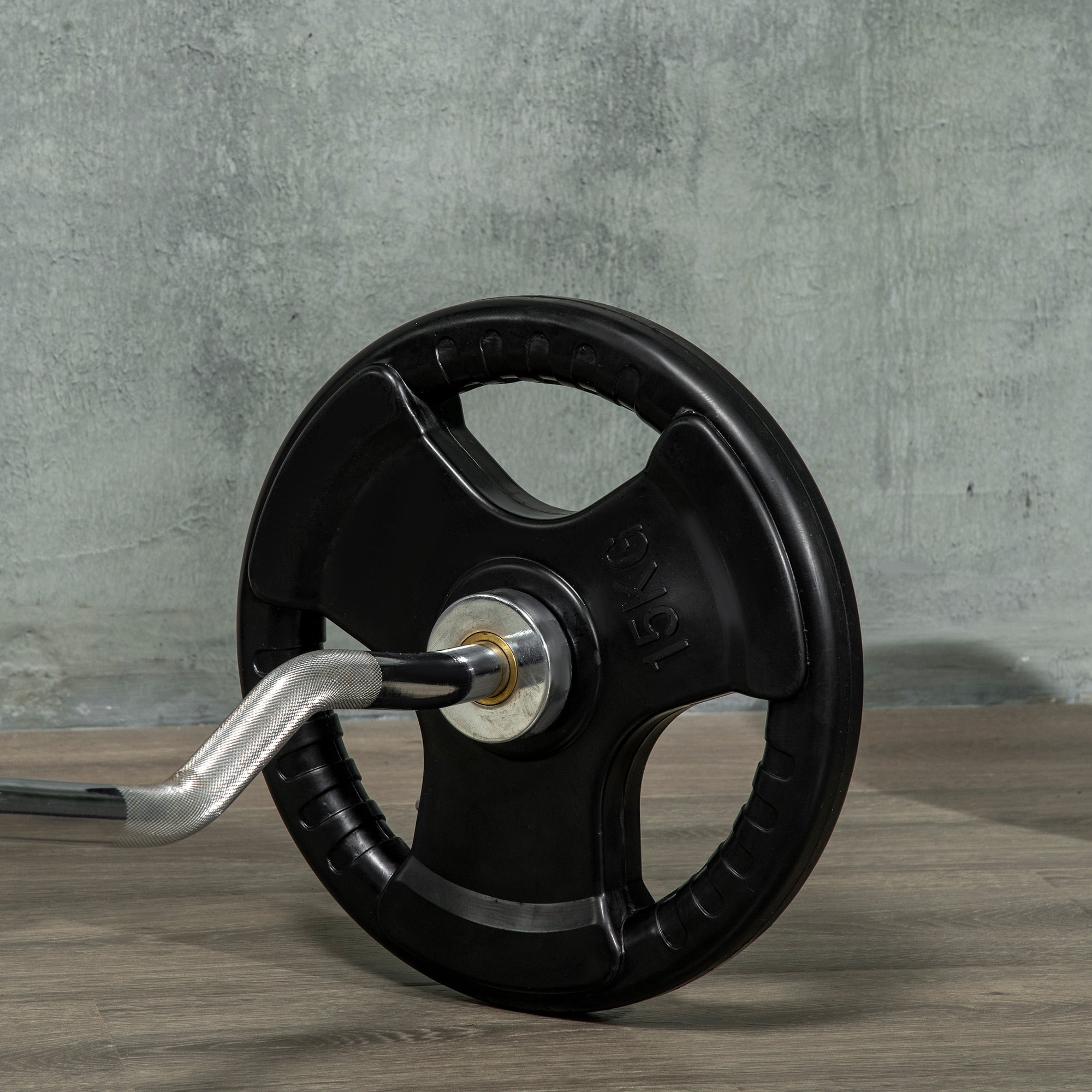 SPORTNOW Weight Plates 2-Pack, Tri-Grip 2 x 15 KG Rubberized Olympic Plates, Floor-Friendly Weight Plates with 5 cm Hole, Three Handles, for Weightlifting, Strength Training