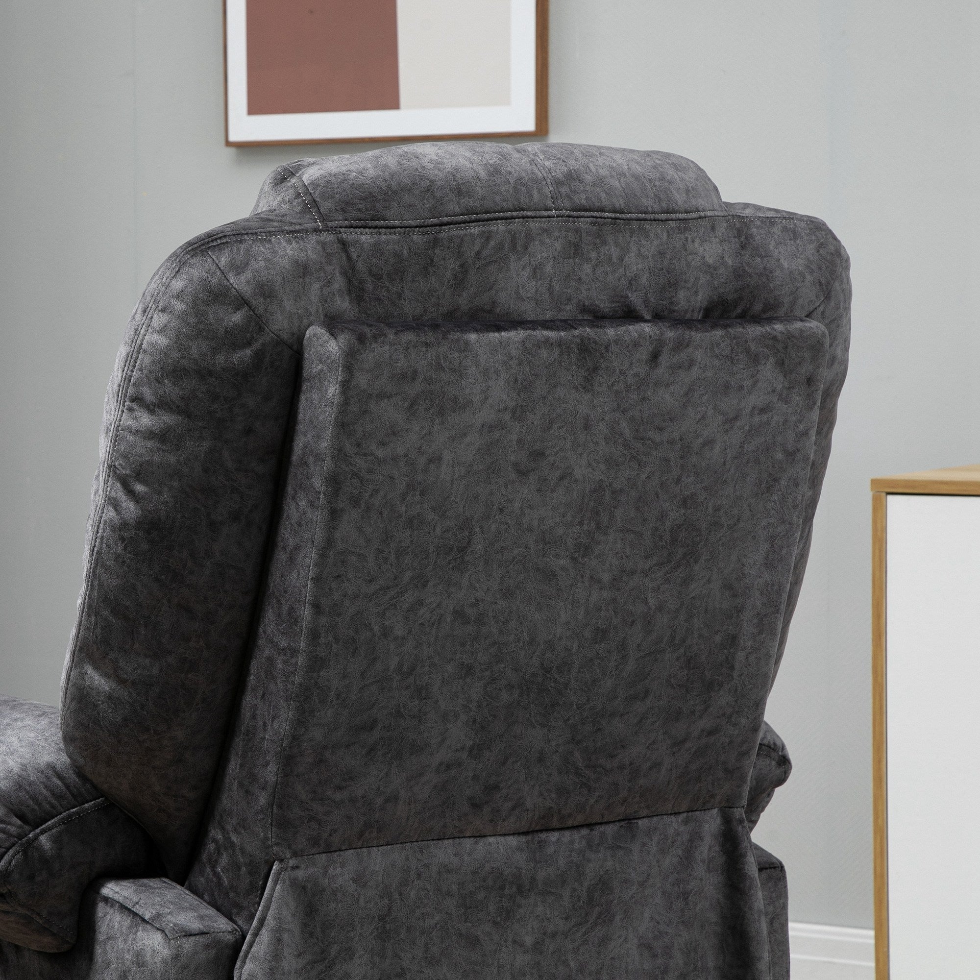 Manual Reclining Chair Upholstered in Padded Velvet Reclining Chair with Retractable Footrest and Side Pockets for Living Room Office Bedroom 88x91x108 cm Black