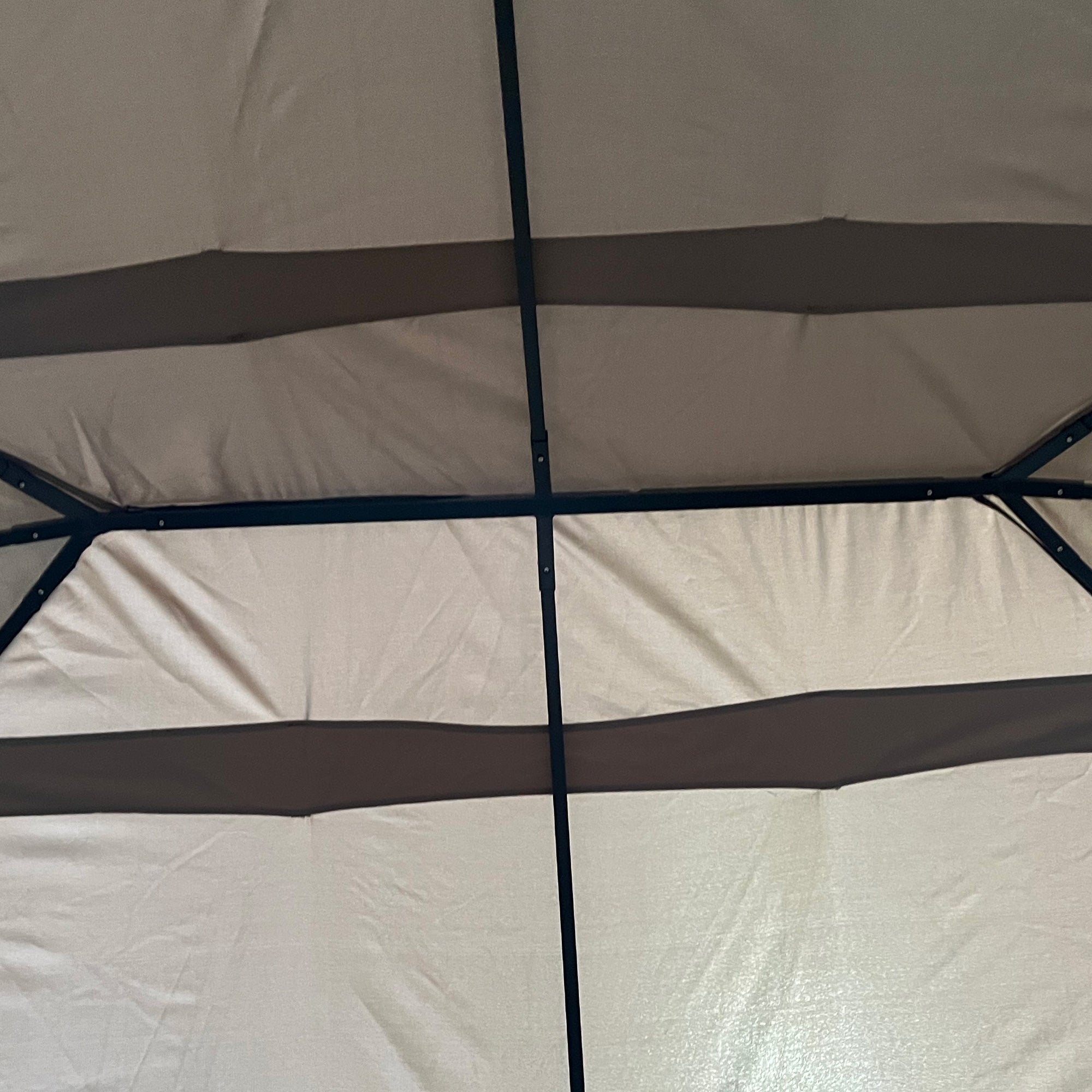 Garden Pavilion Gazebo Colonial Style Double Roof Removable Side Curtains 4L x 3W x 2.72H m khaki