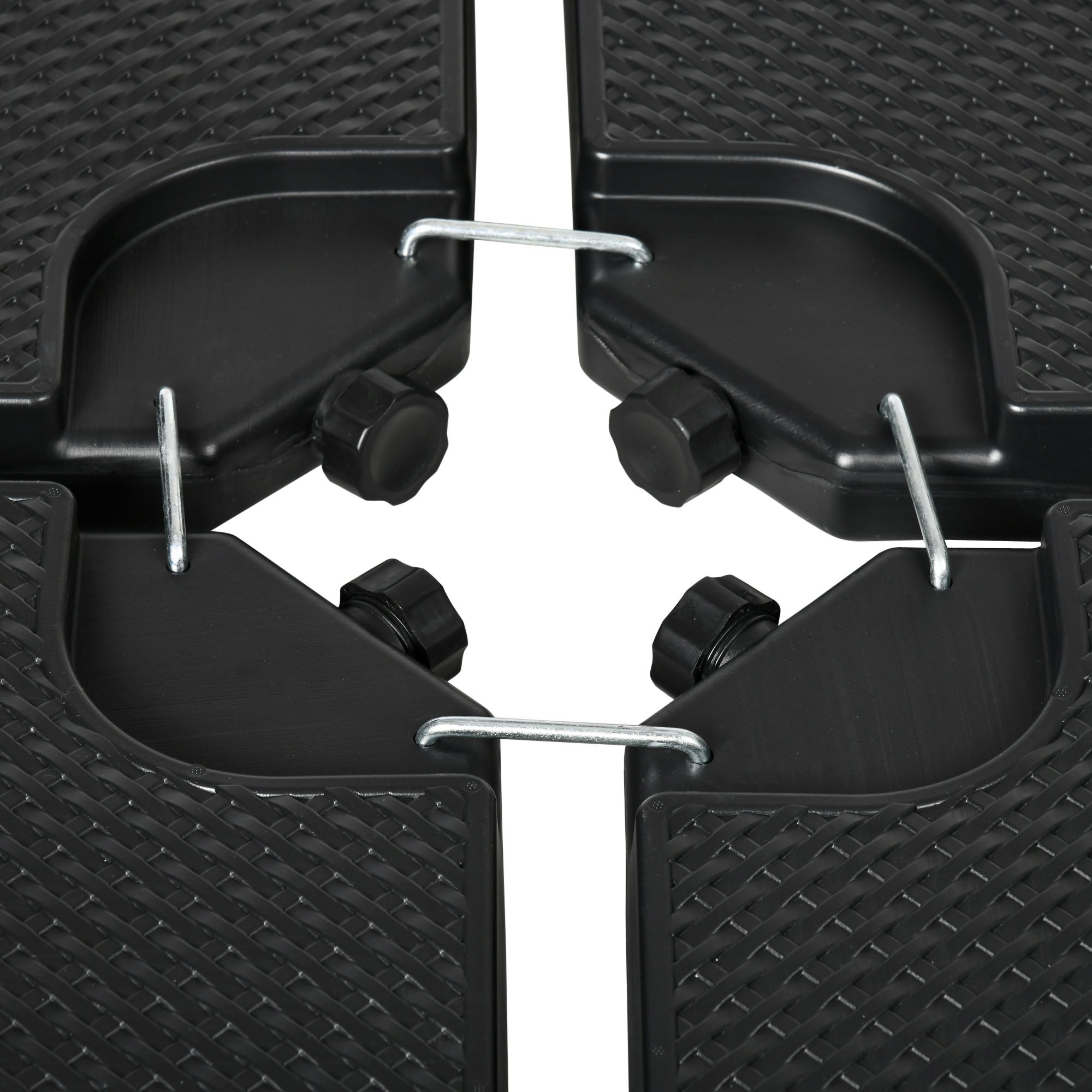 4-piece Umbrella Weight Weatherproof Umbrella Stand Weight for Offset Umbrella with Handle, Umbrella Weight Fillable with 80 kg of Sand or 60 kg of Water, HDPE, Black