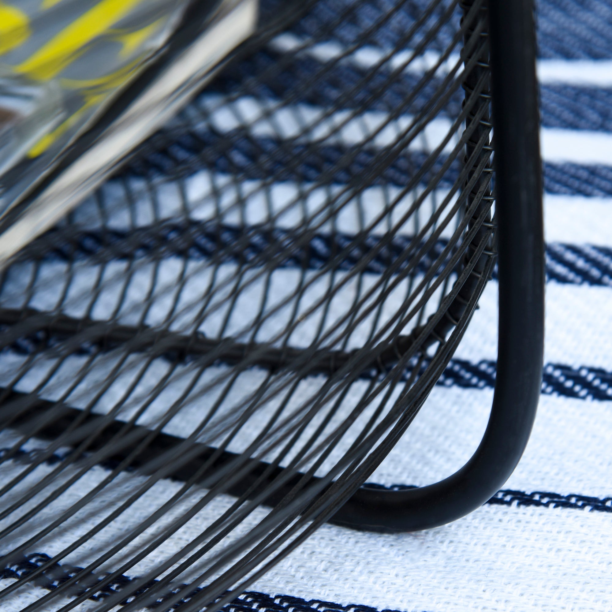 Set of 2 Metal Garden Tables with Baskets, Industrial Style Outdoor Decor Black