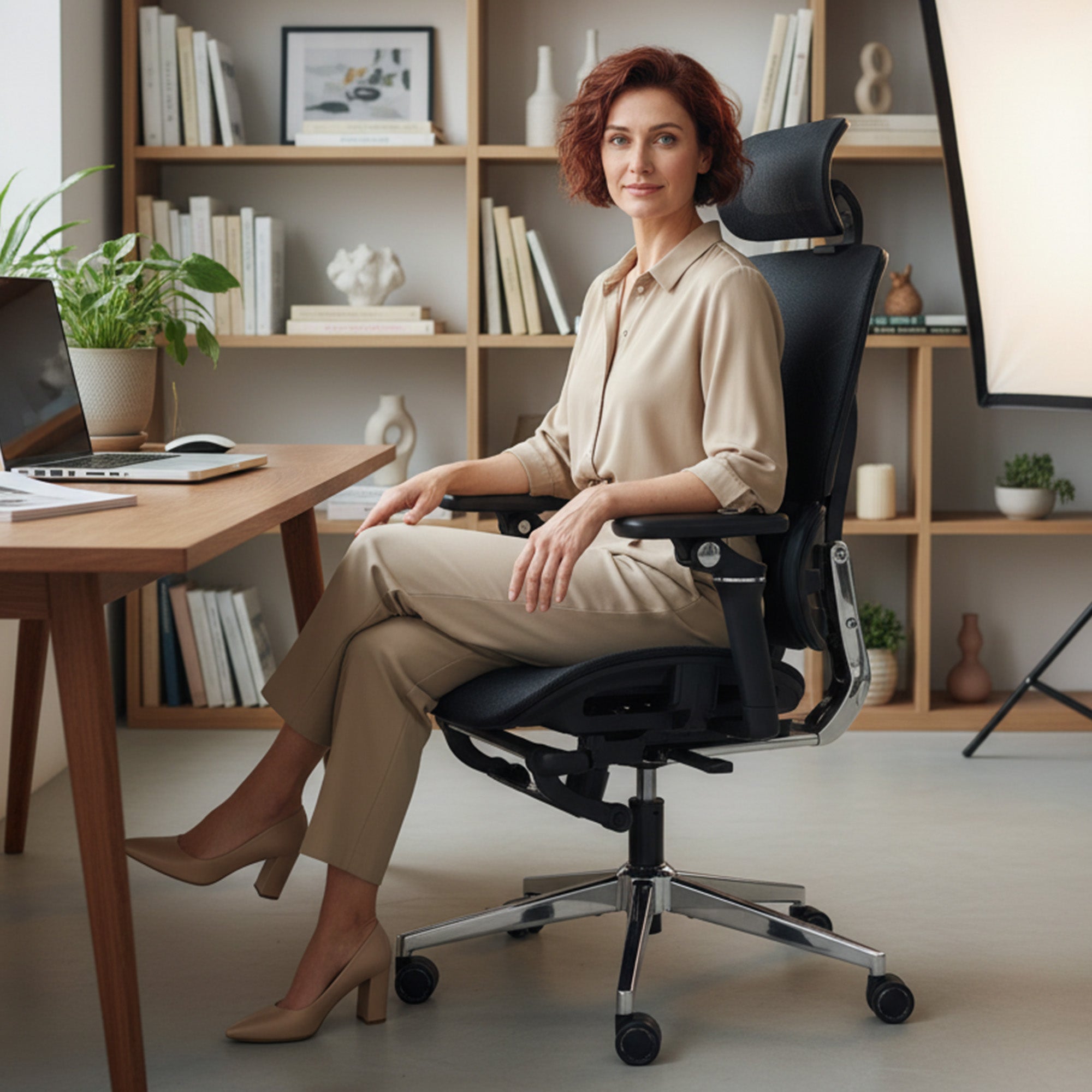 Ergonomic Office Chair — Adjustable Lumbar & Headrest, 5D Armrests, Split Back, Footrest, Height Adjustable, Recline, Mesh (Black)