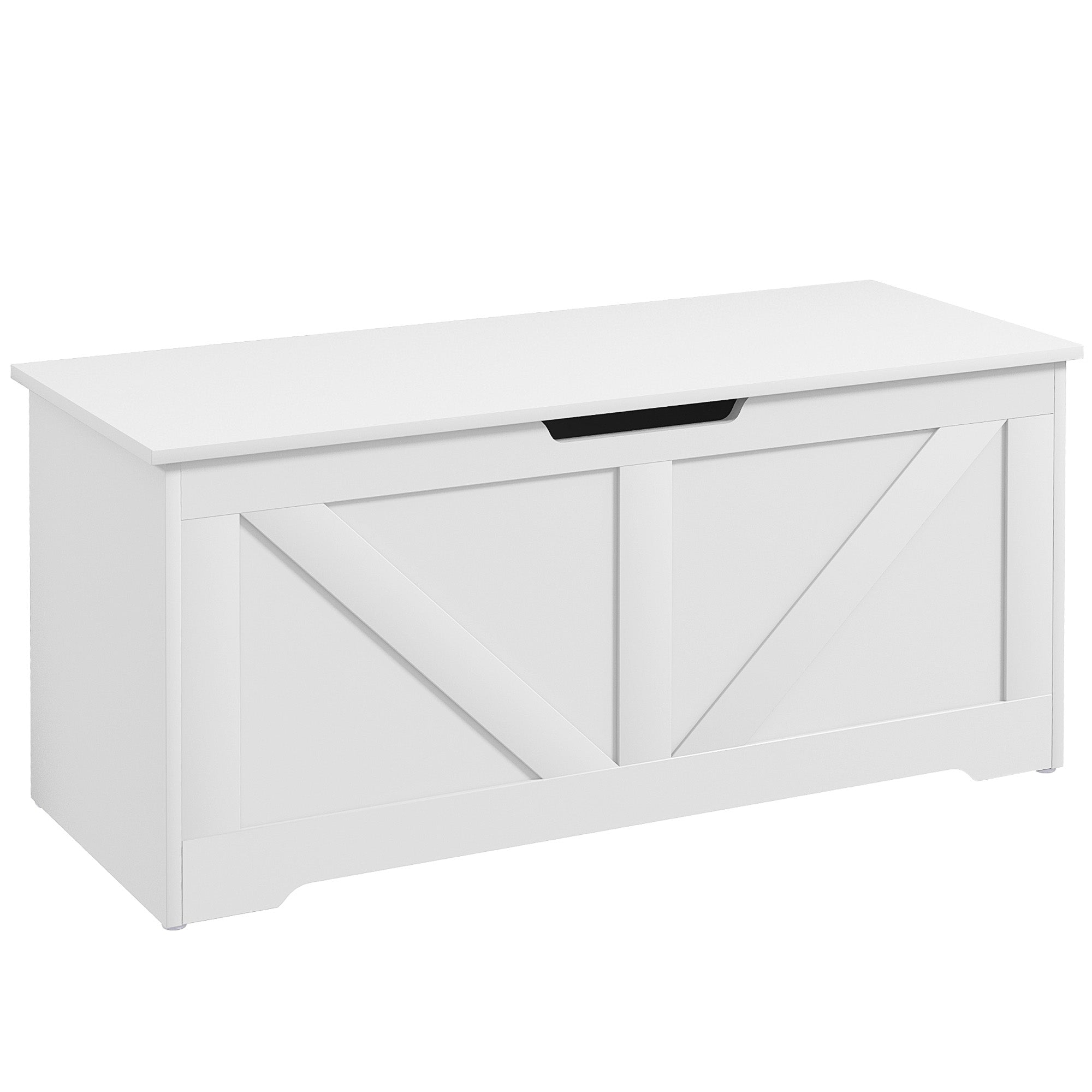 Storage Bench with Safety Hinges, Toy Box Storage Bench 127L Capacity for Entryway and Room, 100x40x45 cm, White
