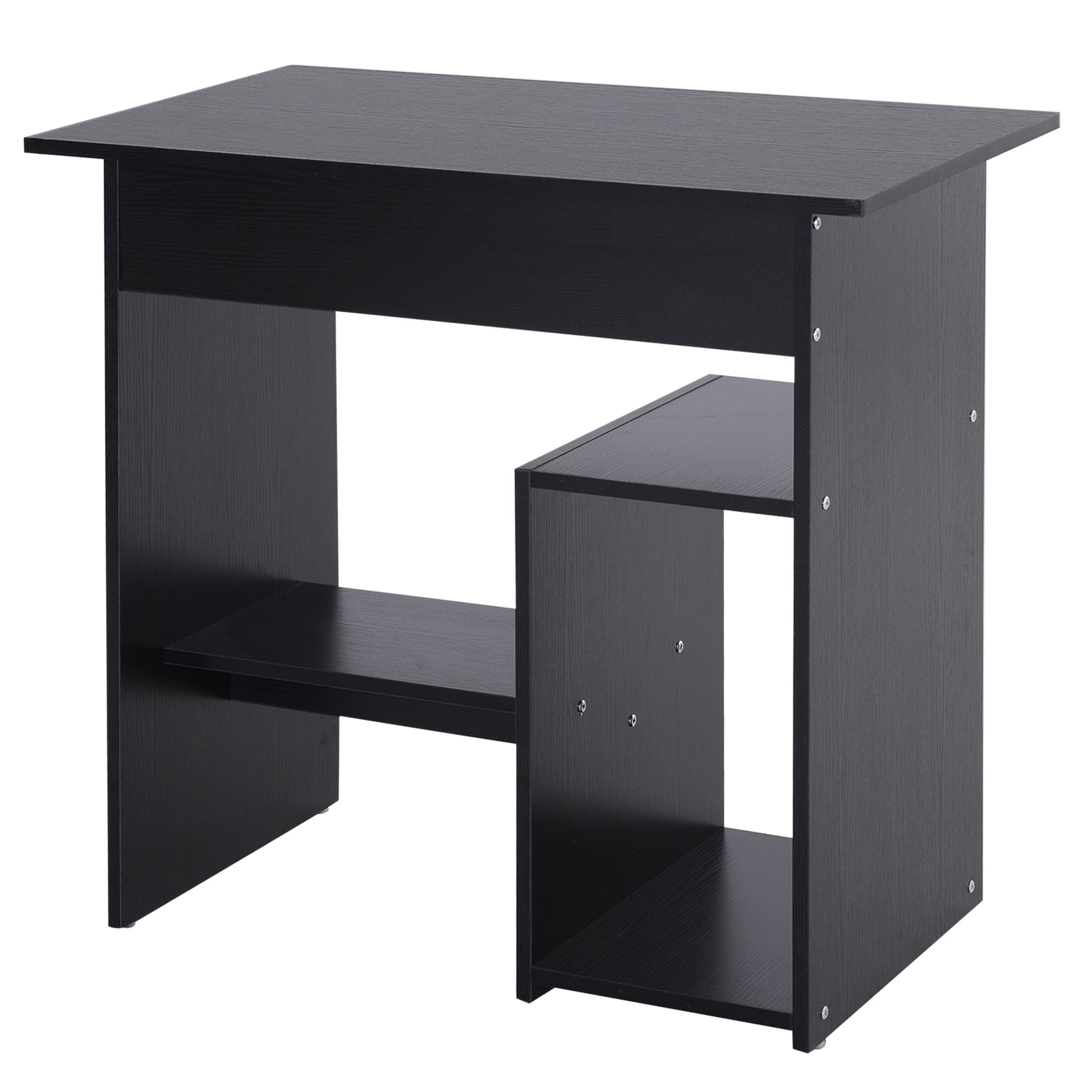 Space-Saving Desk for Home and Office, Modern Computer Desk, PC Holder, CPU Shelf and Pull-Out Keyboard Shelf in Wood, 80x45x75cm, Black