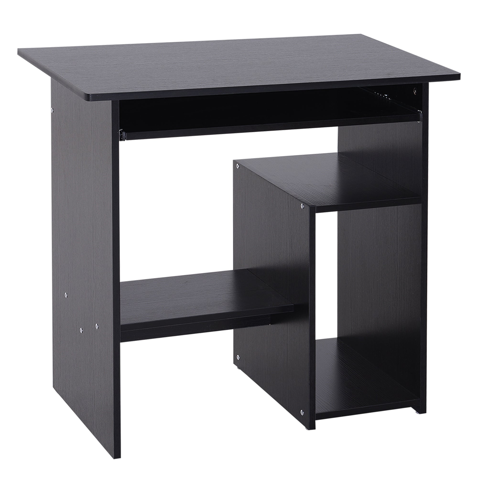Space-Saving Desk for Home and Office, Modern Computer Desk, PC Holder, CPU Shelf and Pull-Out Keyboard Shelf in Wood, 80x45x75cm, Black