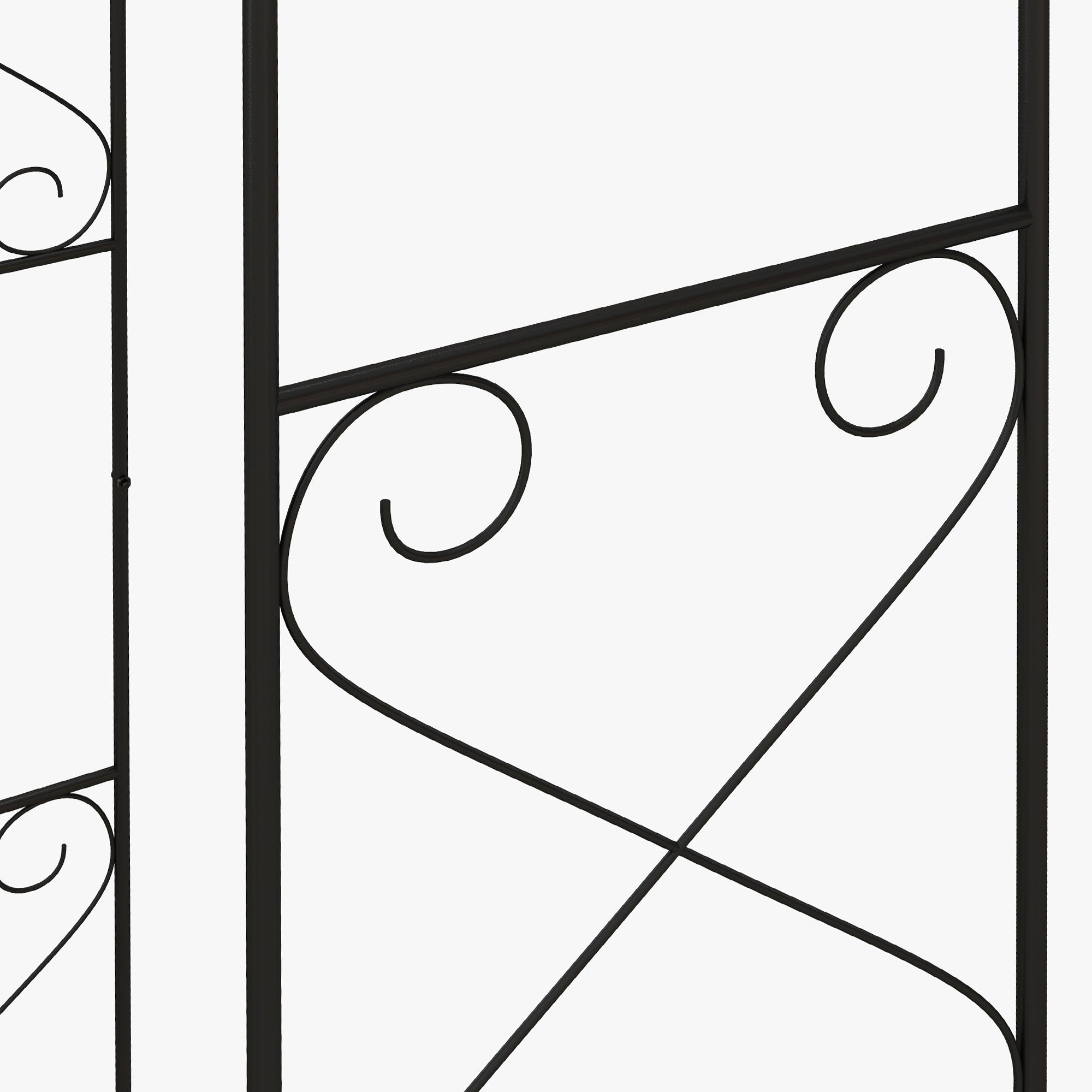 Garden Arch with Wrought Iron Style Gate Rose Arch Trellis 114L x 36W x 232H cm Epoxy-coated Black