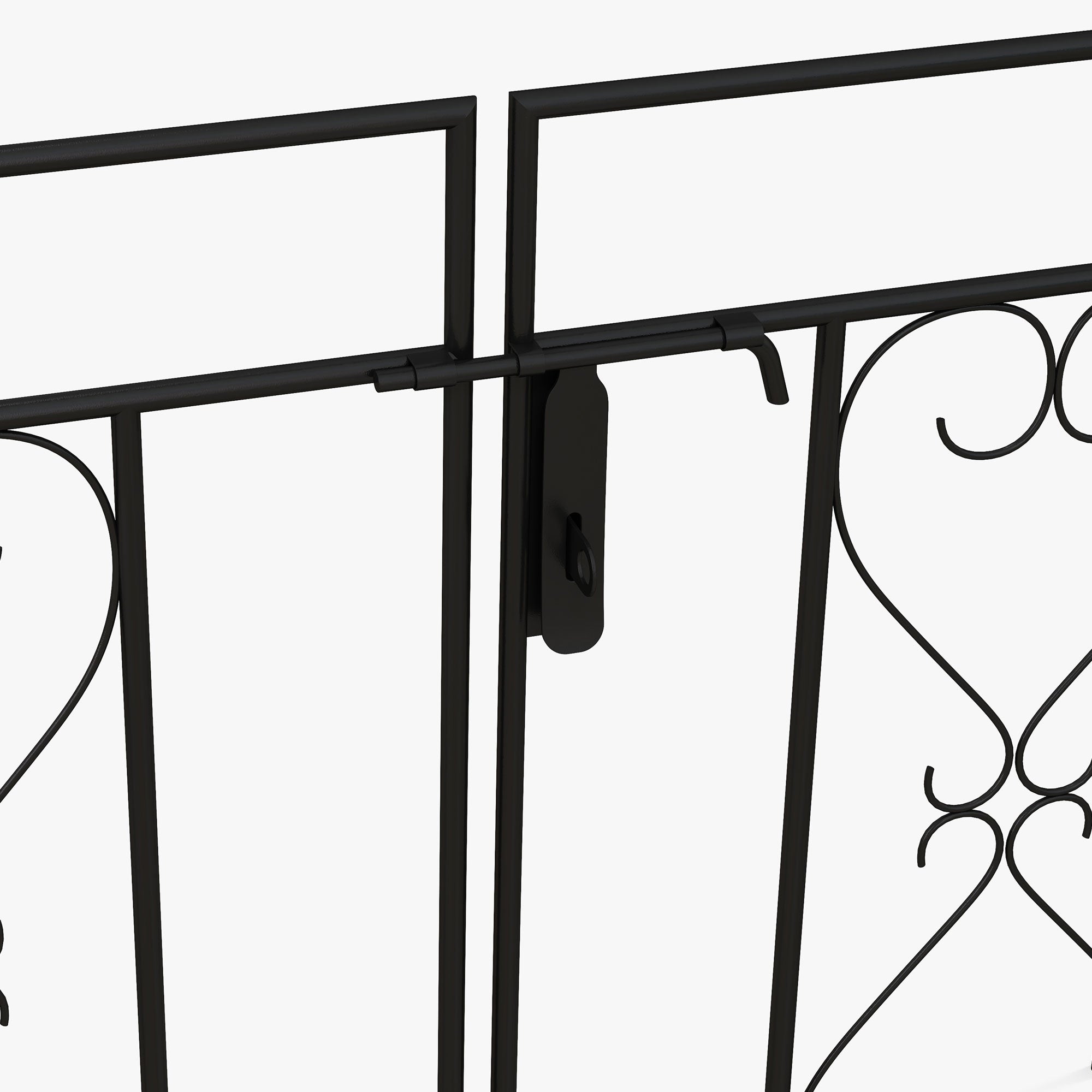 Garden Arch with Wrought Iron Style Gate Rose Arch Trellis 114L x 36W x 232H cm Epoxy-coated Black