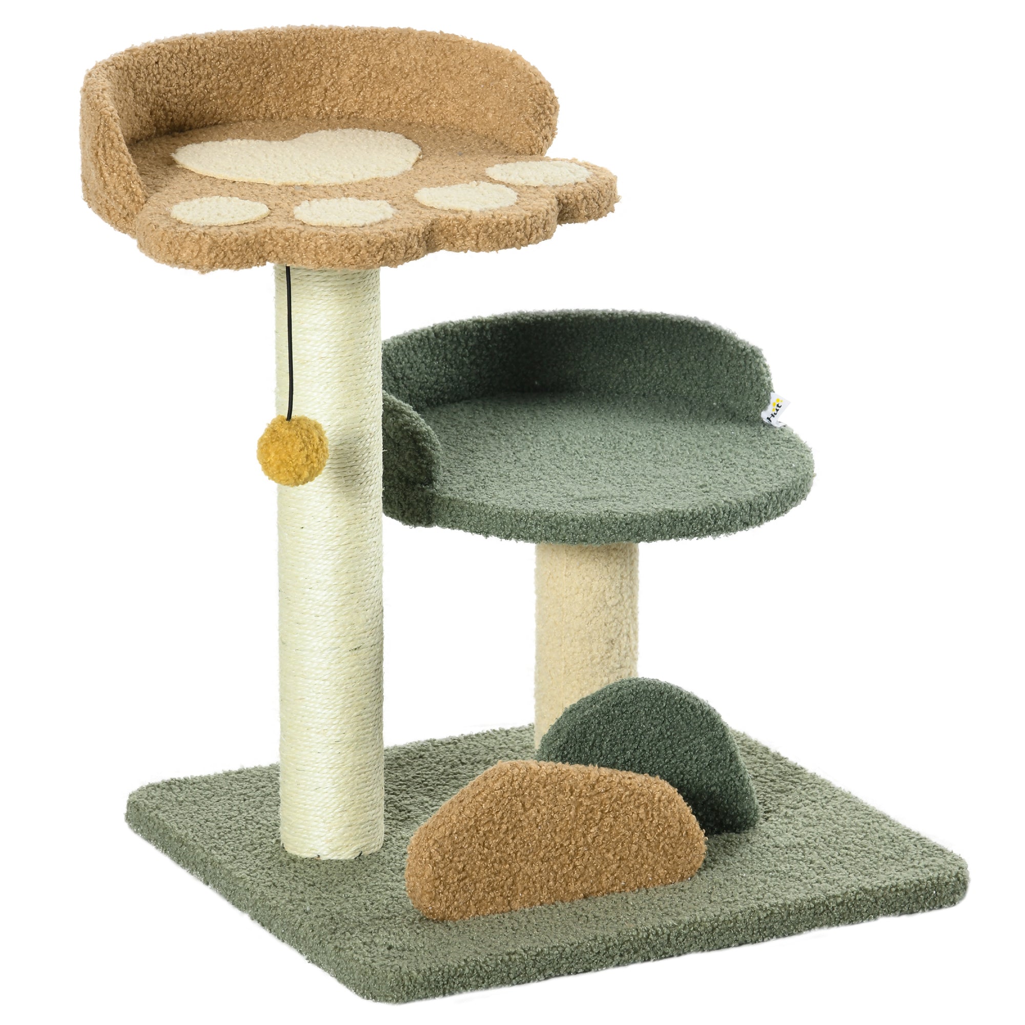 Cat Tree Small, 52 cm Cat Scratching Tree Climbing Tree with 2 Levels, Scratching Post with Play Ball, Cat Furniture, Small Scratching Tree for Cats under 5 kg, Sisal