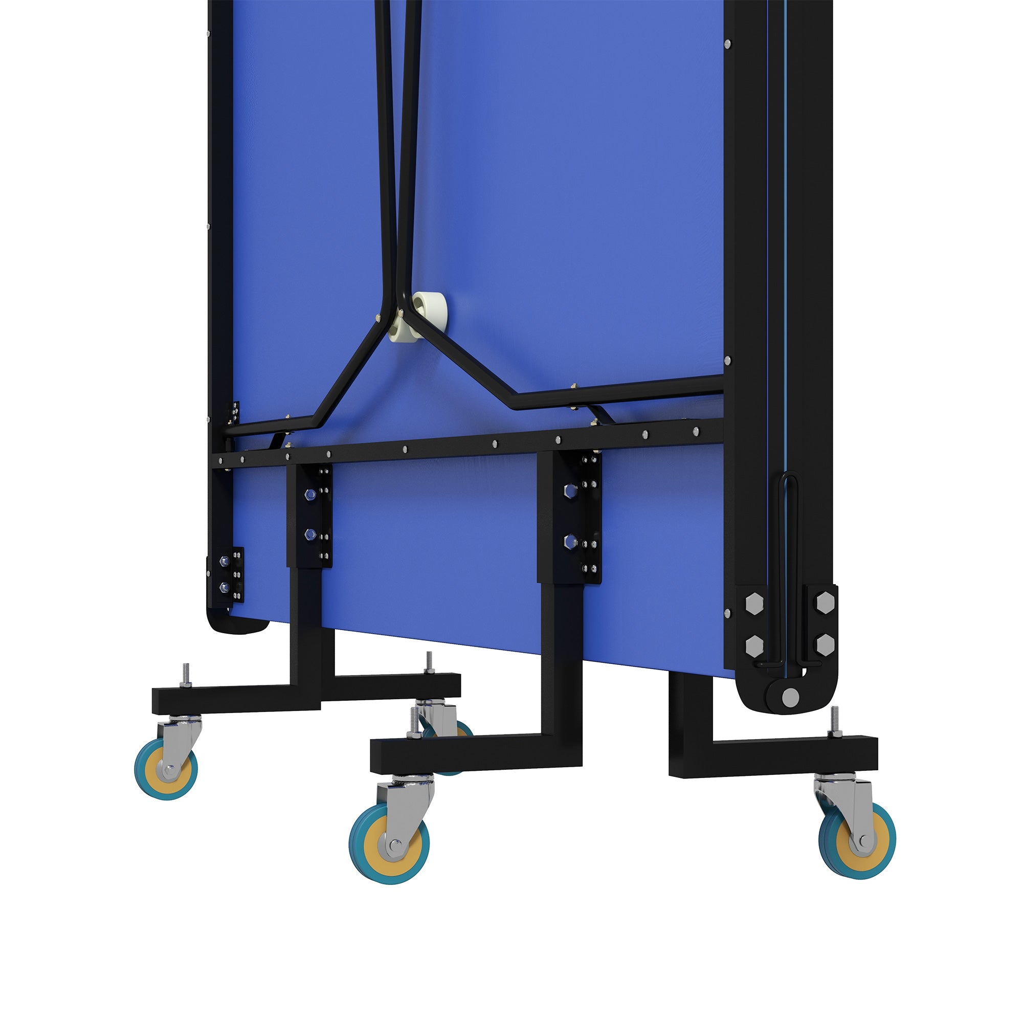 SPORTNOW Table Tennis Table, Foldable Ping Pong Table with Net, Wheels, 2 Paddles and 3 Balls, Steel, Blue, 274 x 152.5 x 76 cm