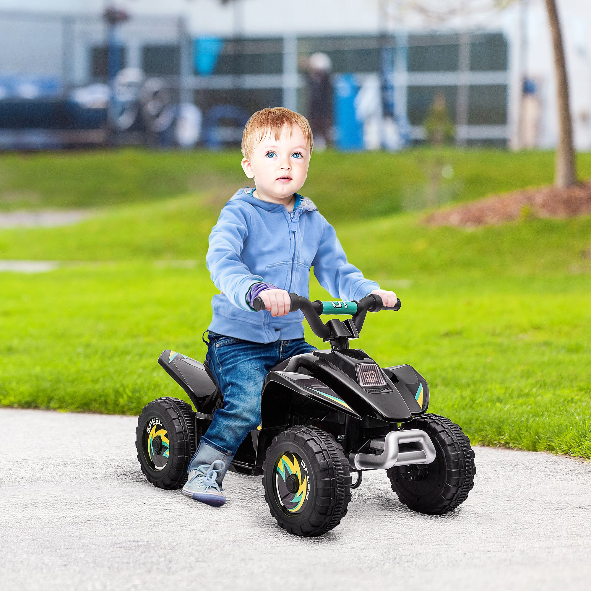 Electric Quad for Children 18-36 Months Battery-Powered ATV 6V with Forward and Reverse Max Load 20 kg 72x40x45.5 cm Black