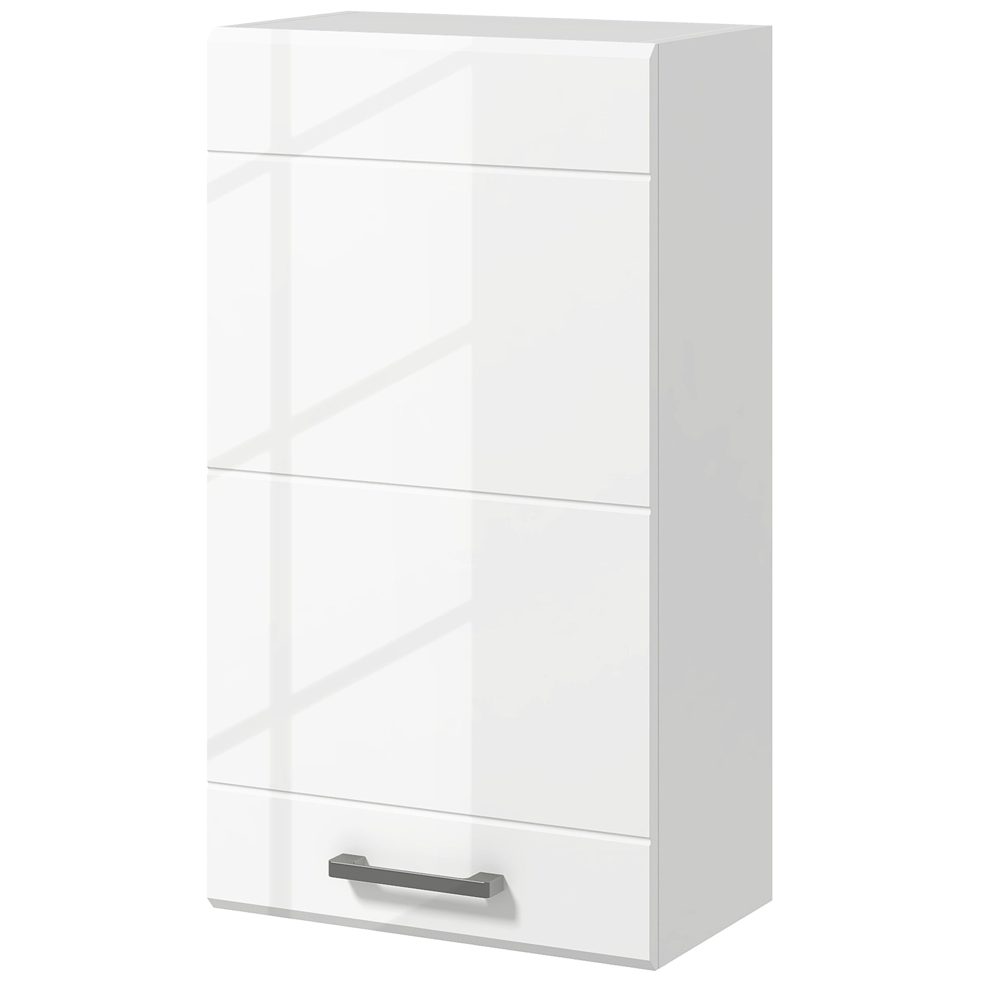 Wall-mounted bathroom cabinet, toilet storage cabinet 3 levels, adjustable shelf, 1 door, modern, suspended cabinet, 37 x 22.5 x 70 cm, glossy white