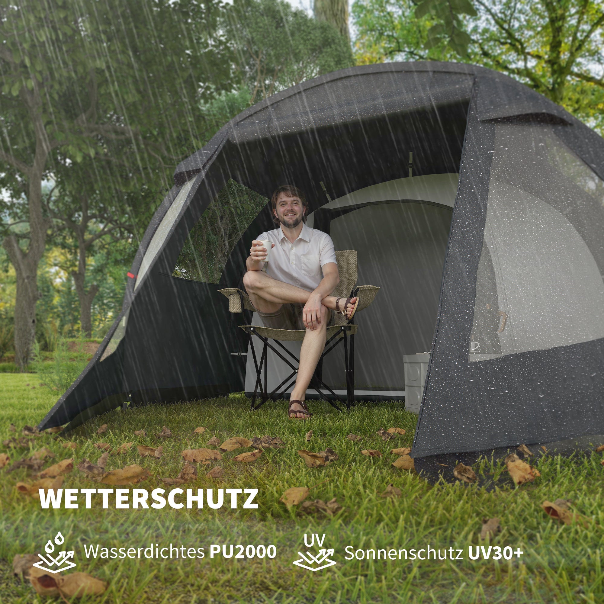 Camping Tent for 4 People light, stable waterproof Family Tent with Door Window, Pack Bag, Tunnel Tent with 2000mm Water Column Tent for Camping Travel Trekking Garden